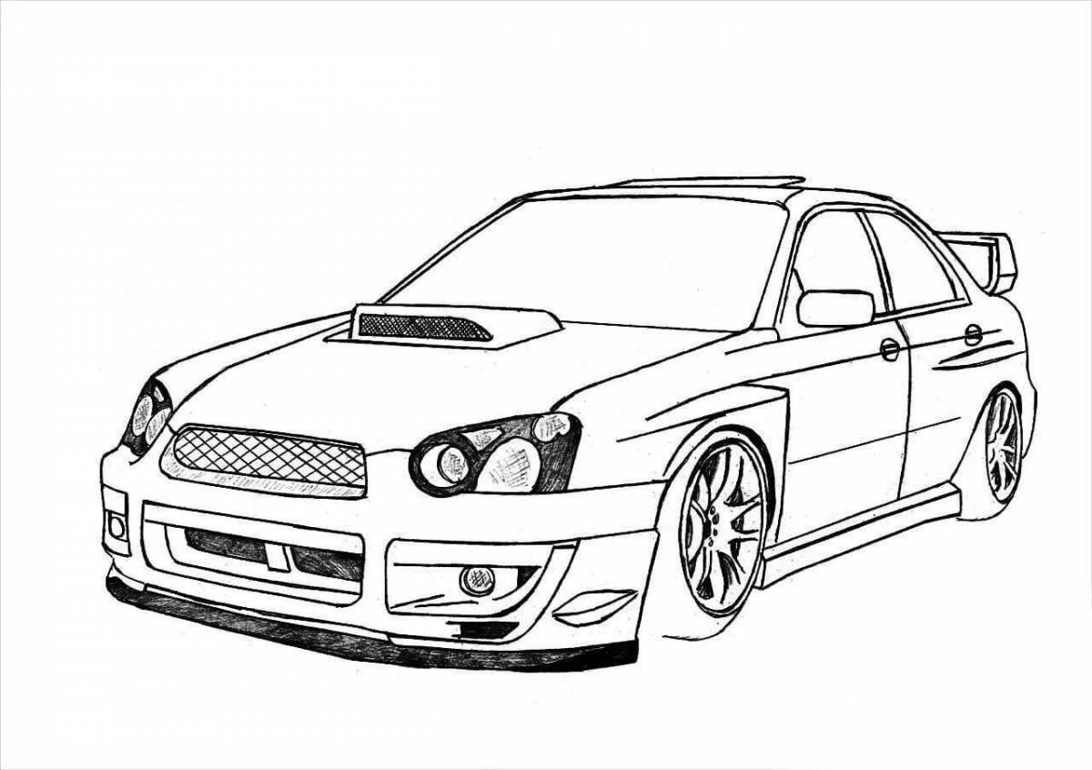 Subaru funny car coloring page