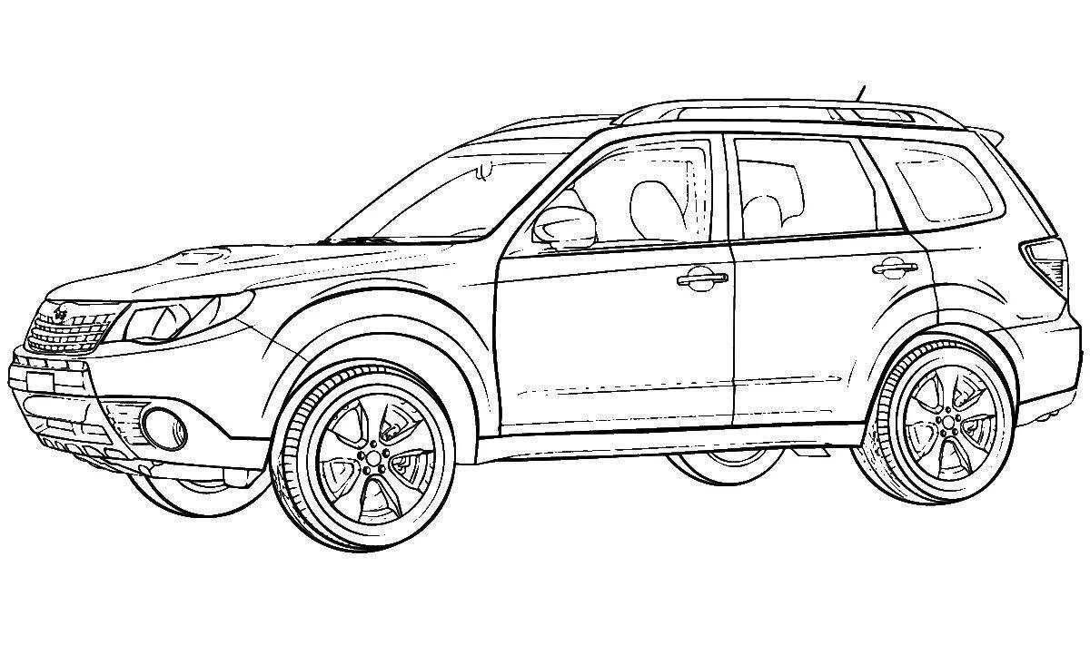 Subaru funny car coloring page