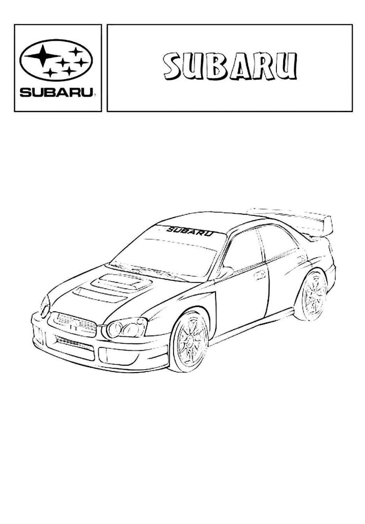 Coloring page funny car subaru