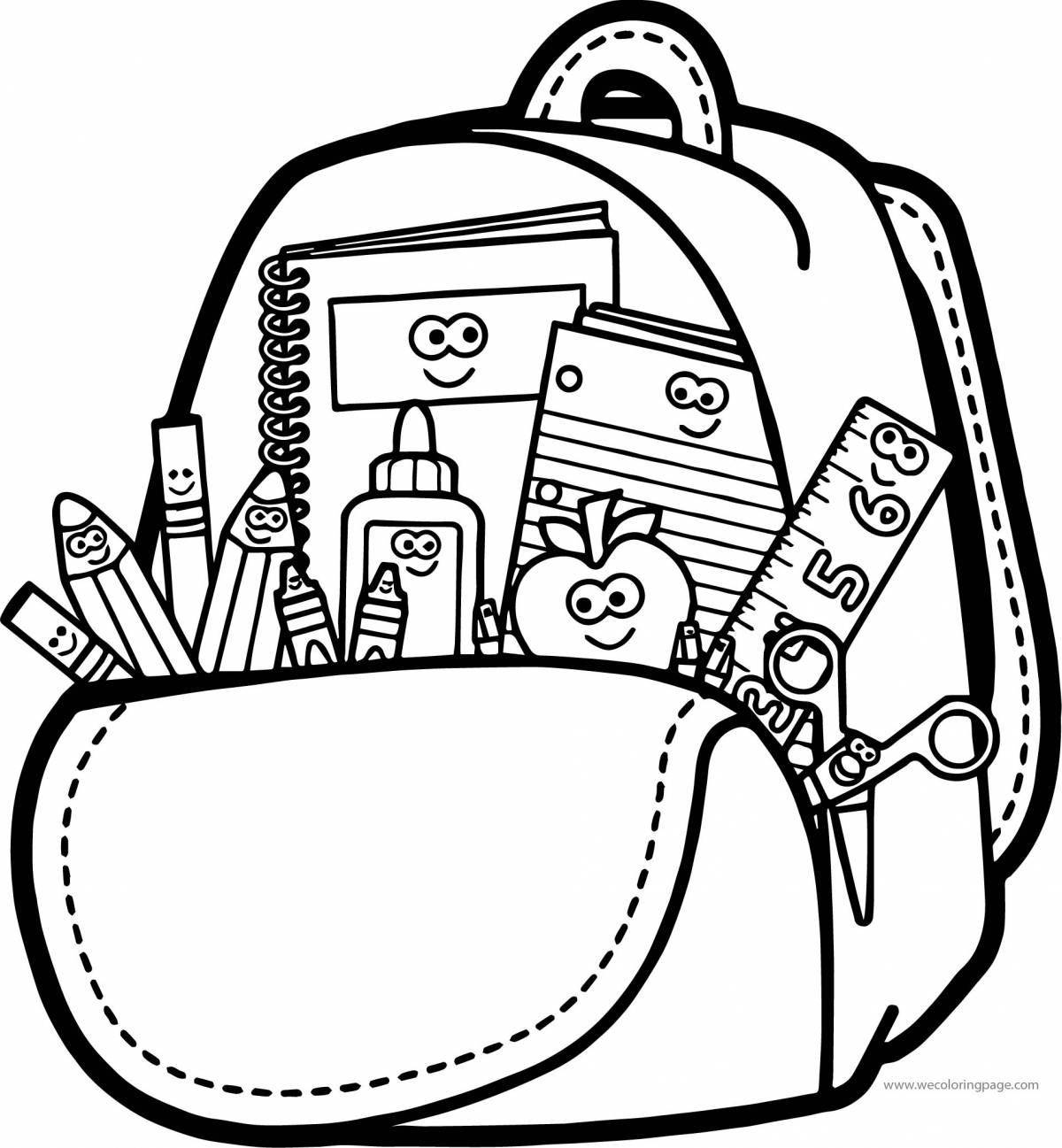 Раскраска веселая школьная сумка
