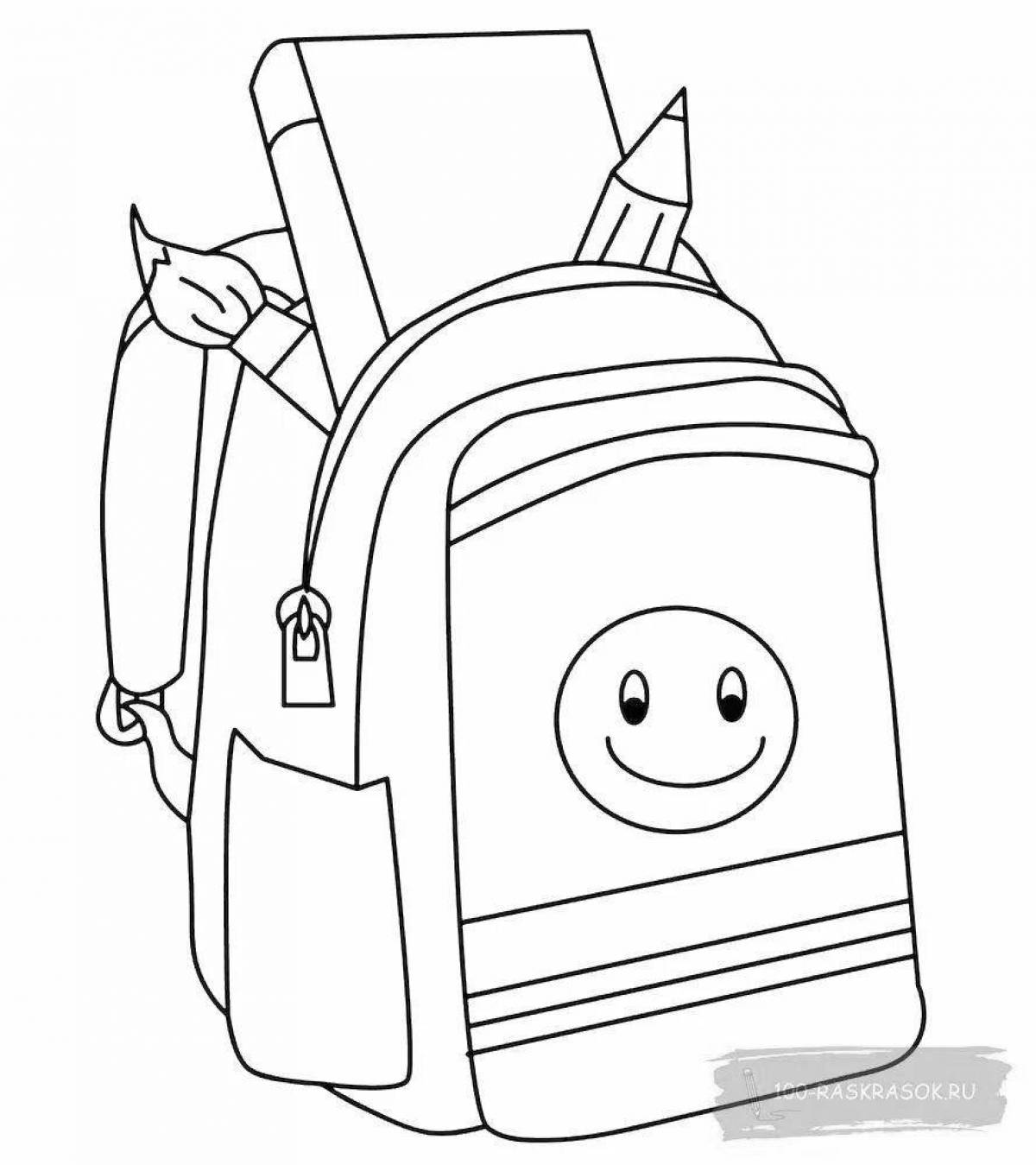 Раскраска современная школьная сумка