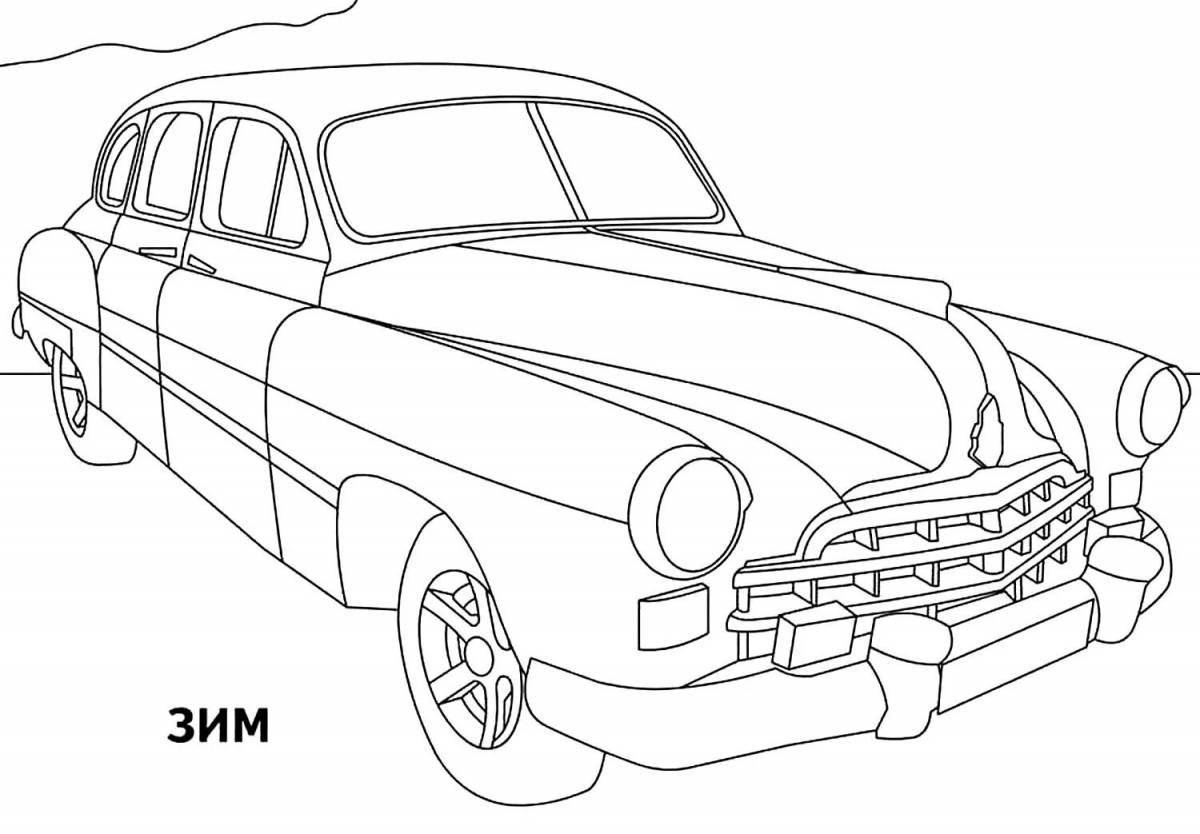 12 glowing cars coloring page