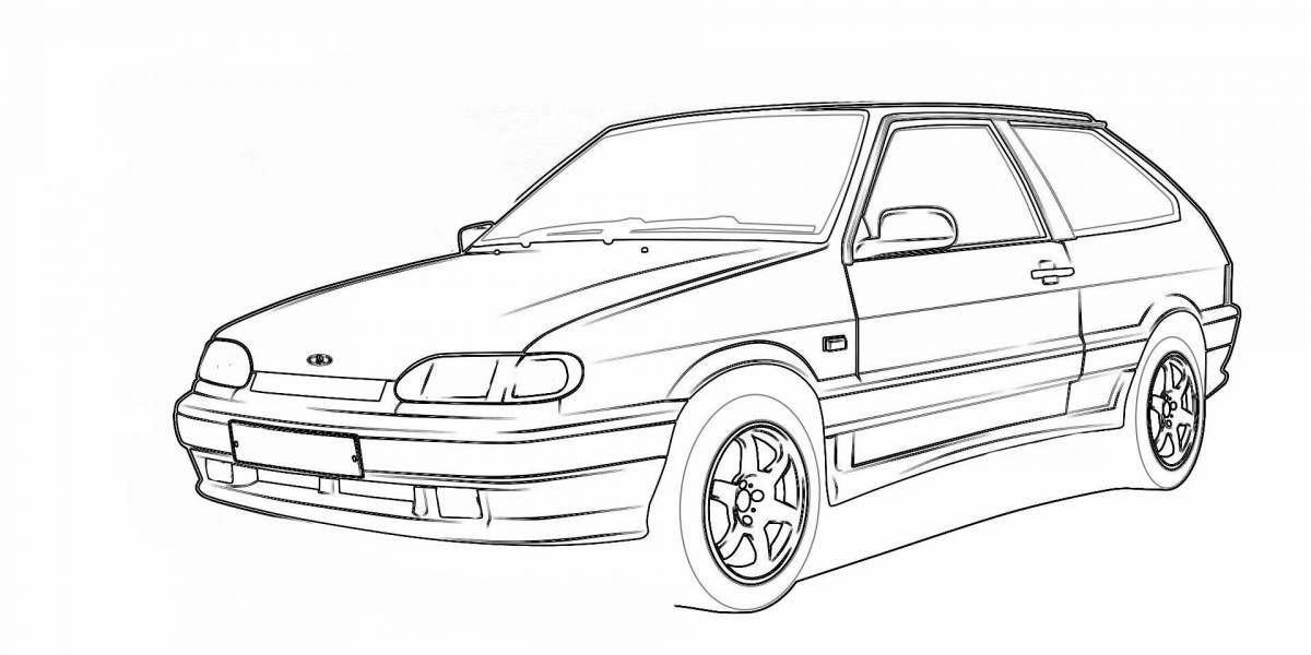 12 sparkling cars coloring page