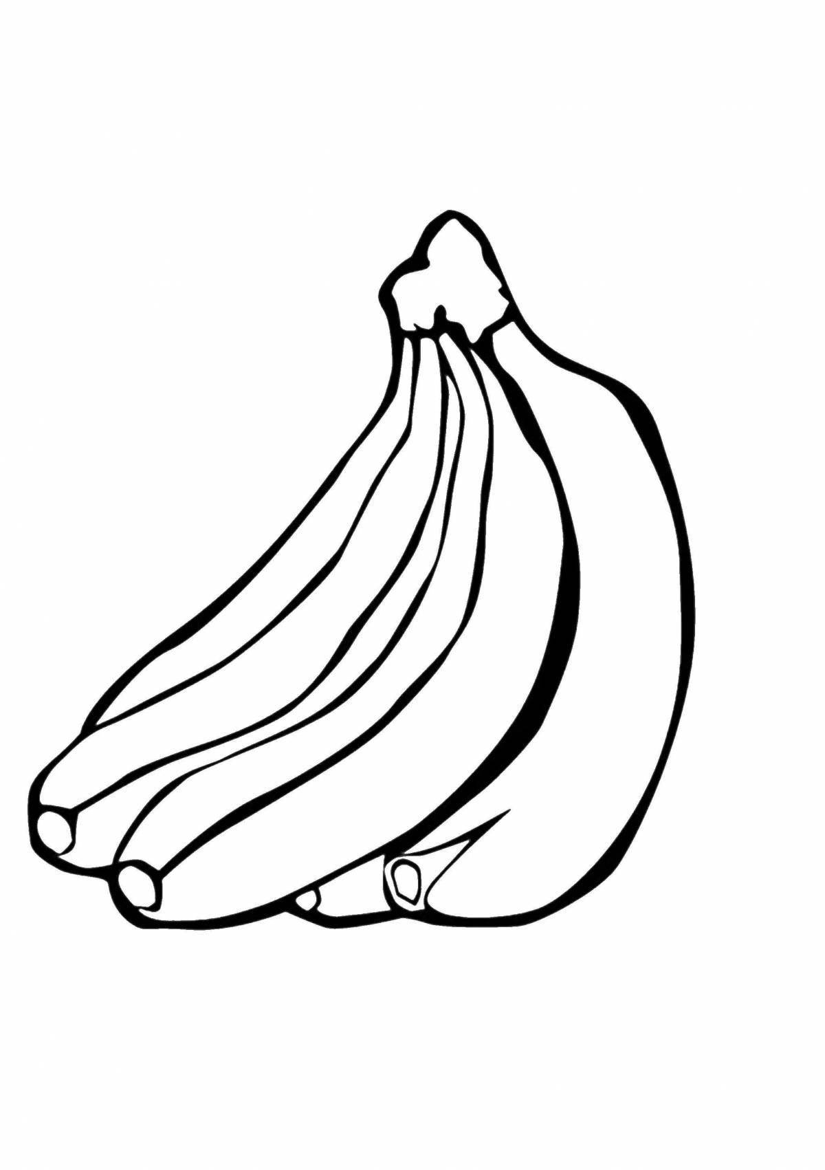 Banana apple coloring page with color fill