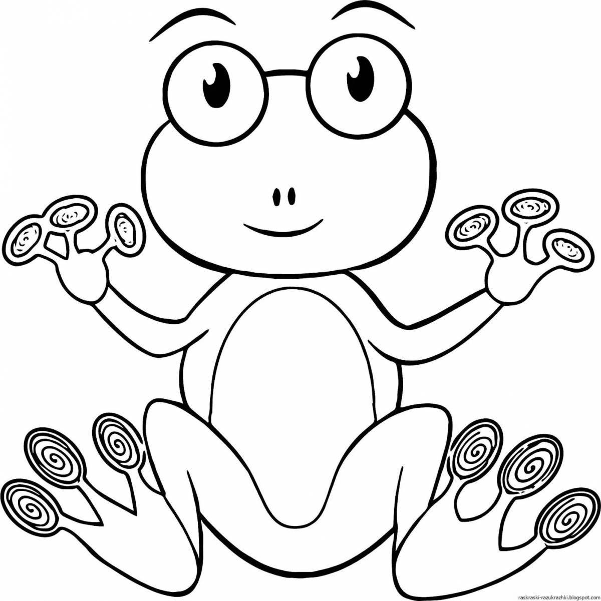 Joyful frog girl coloring book