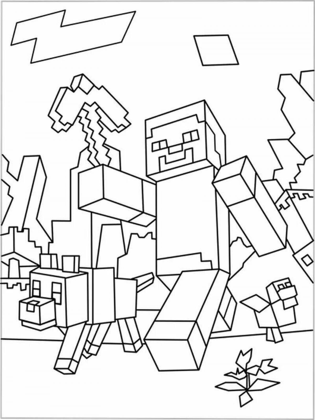 Веселая страница раскраски minecraft pixel