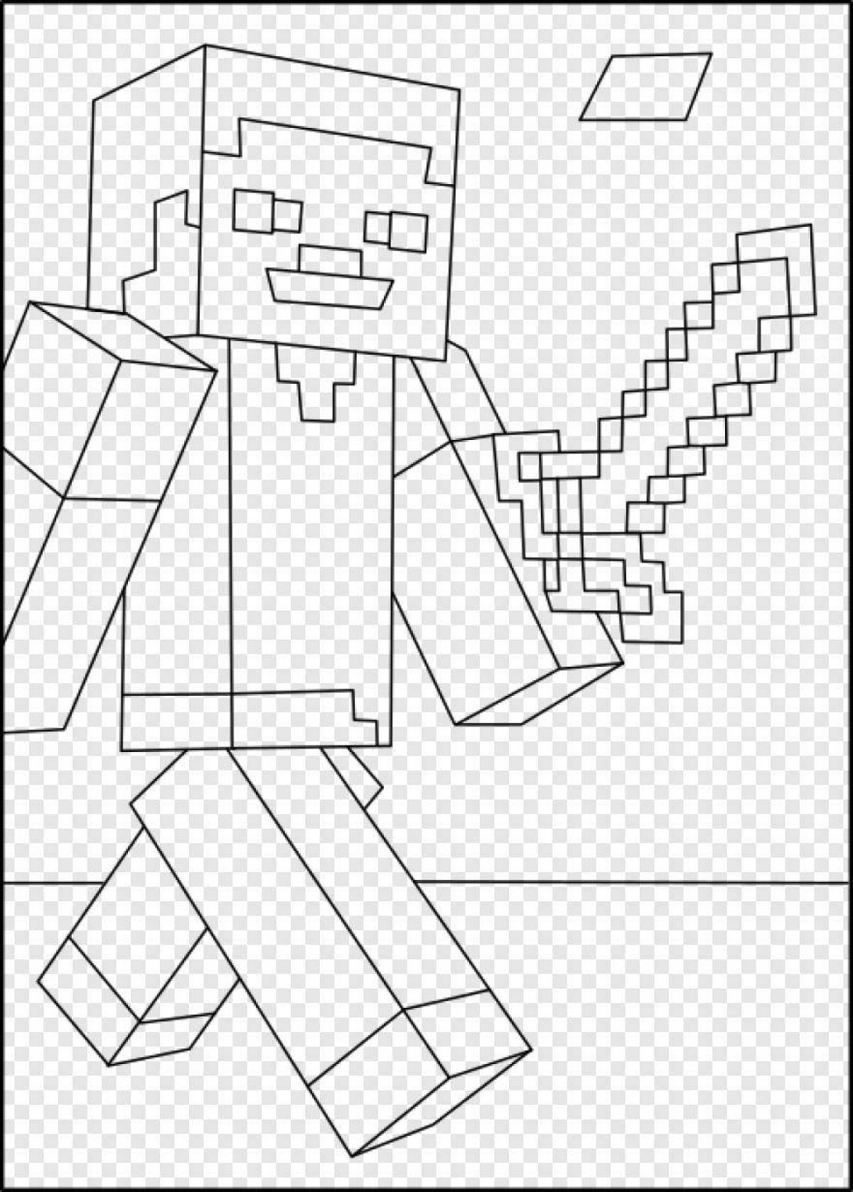 Playful minecraft pixel coloring page