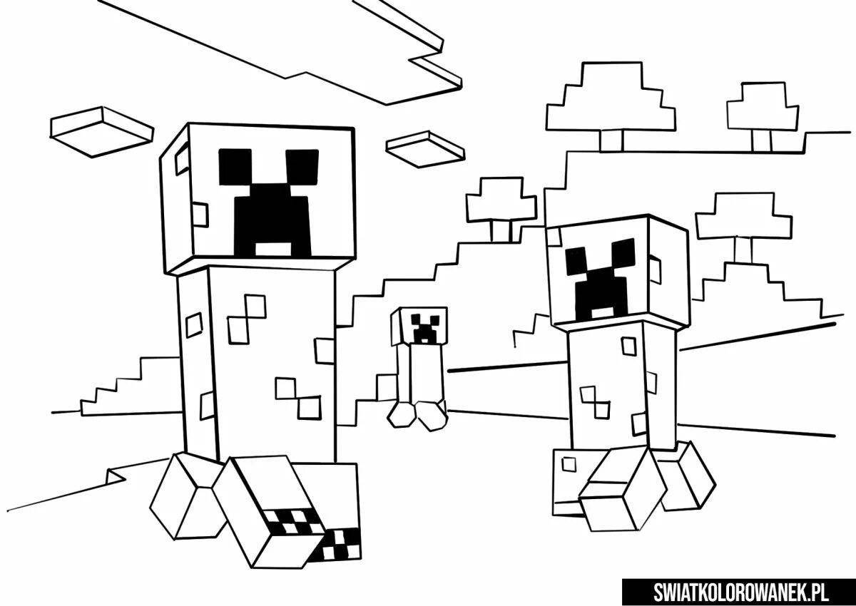 Потрясающая страница раскраски minecraft pixel