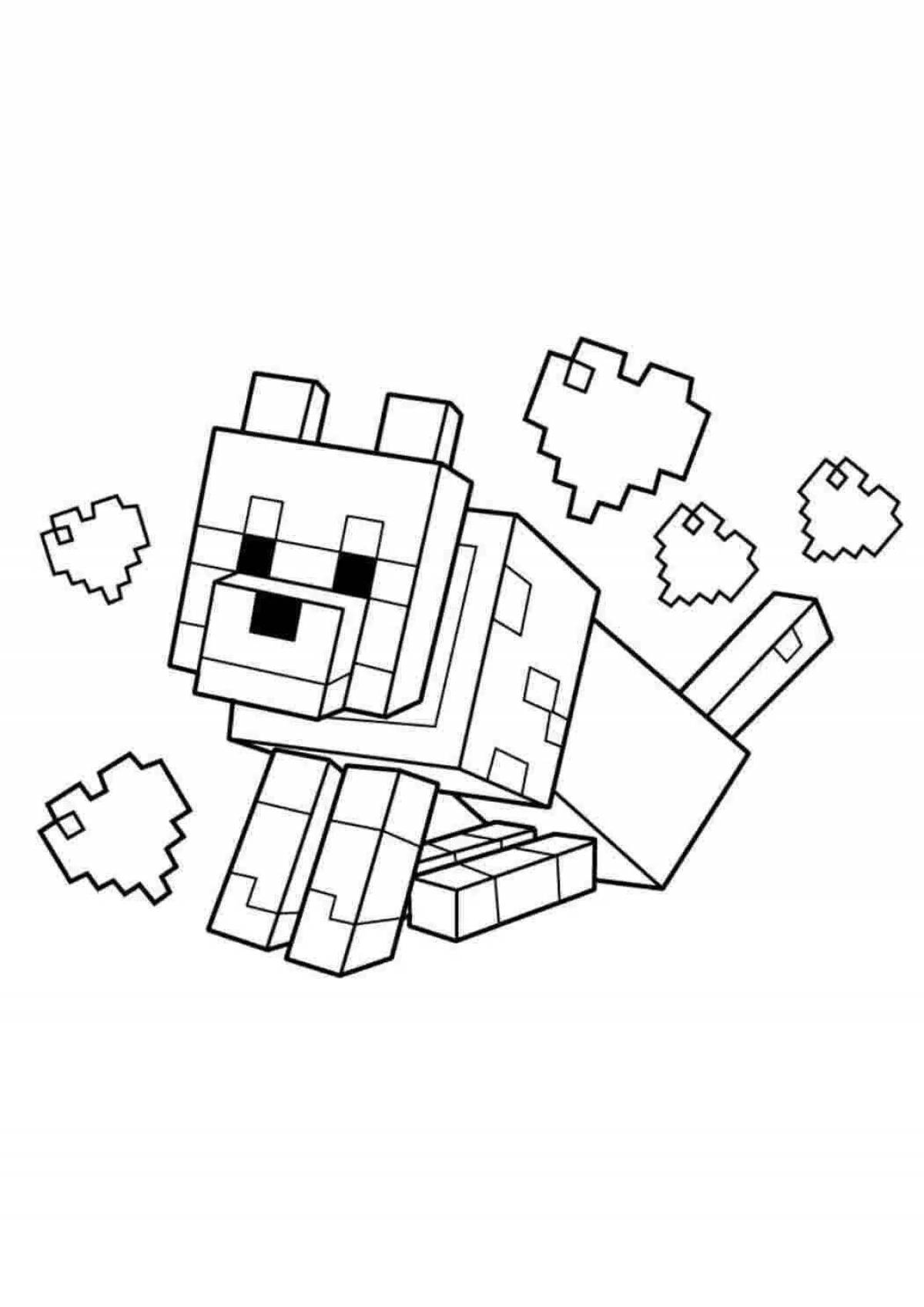 Attractive minecraft pixel coloring page