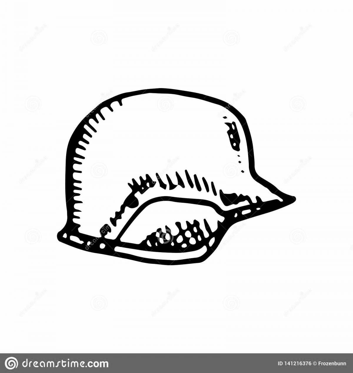 Glowing military helmet coloring page