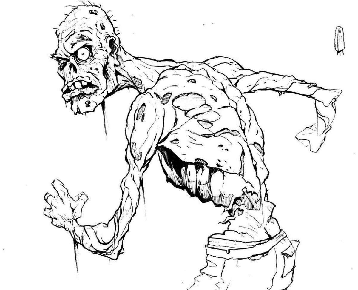 Страница раскраски отвратительного зомби-мутанта