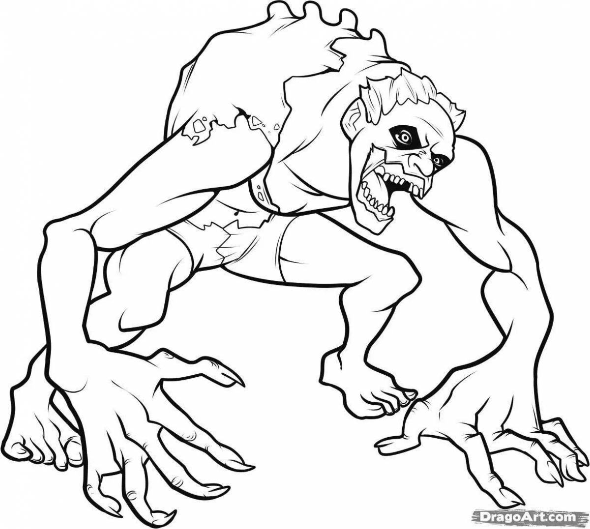 Zombie mutant sickening coloring page