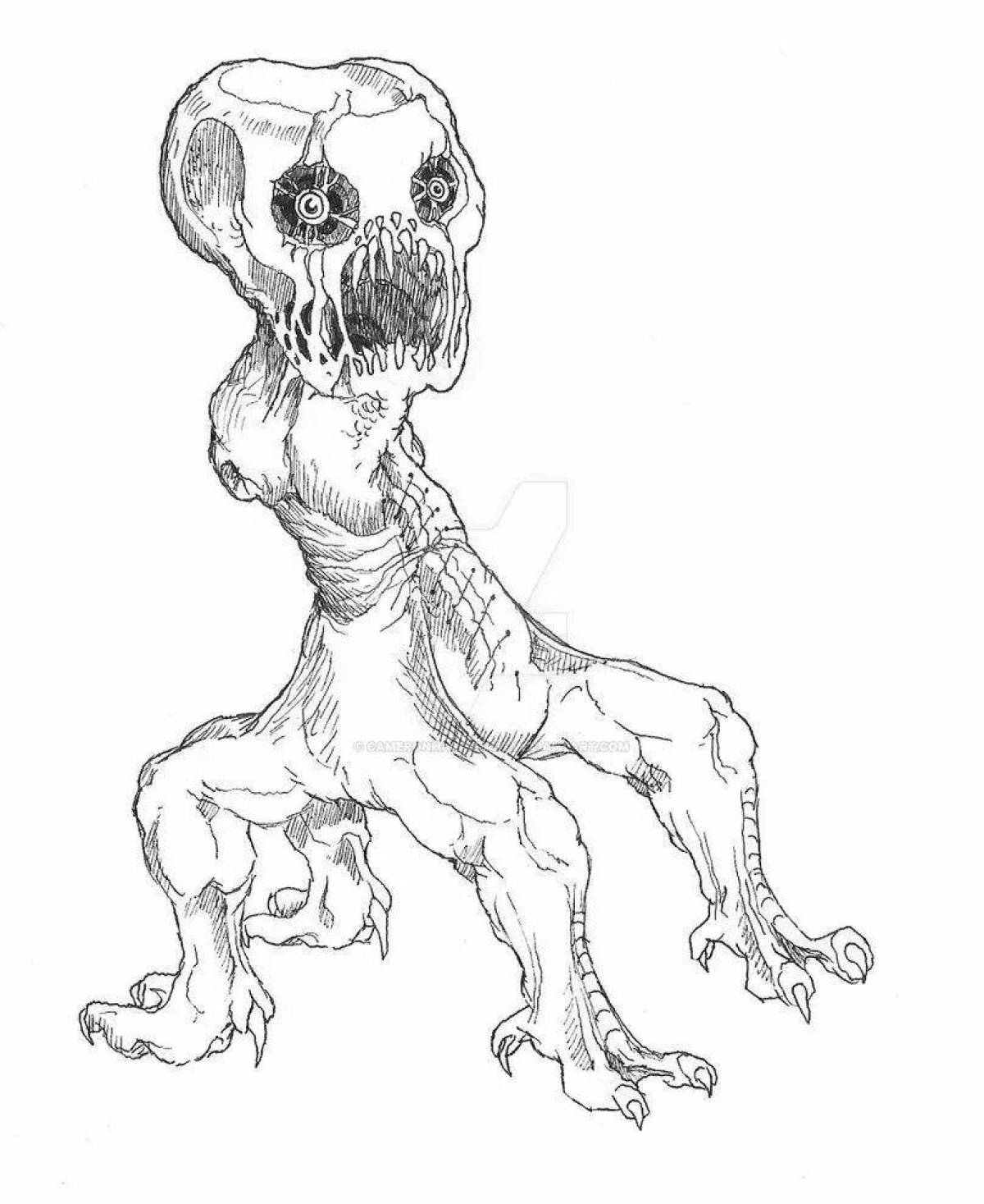 Coloring page unhealthy zombie mutant