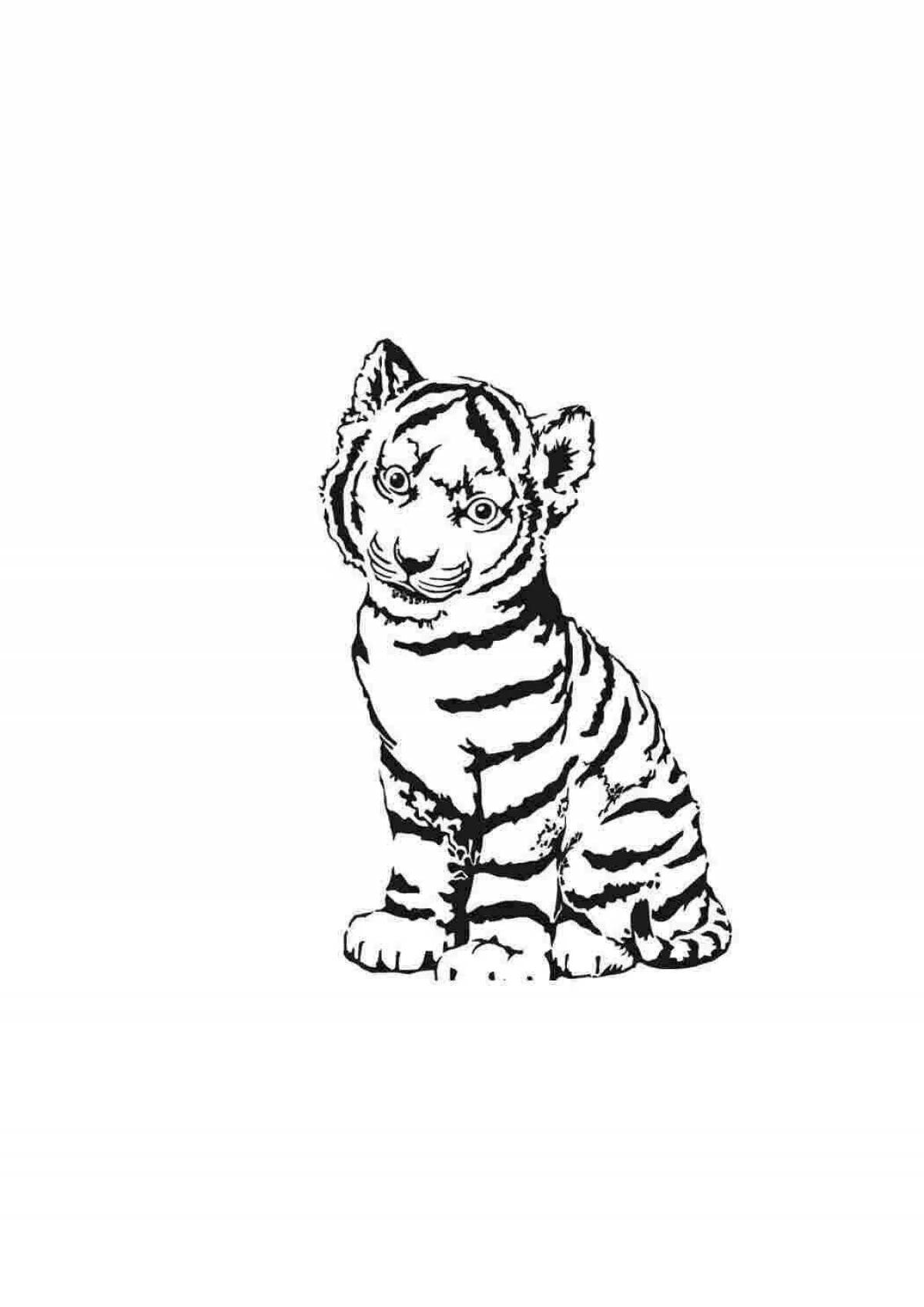 Раскраска очаровательный тигренок