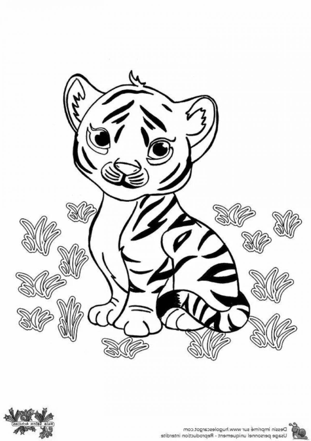 Cute tiger cub coloring page