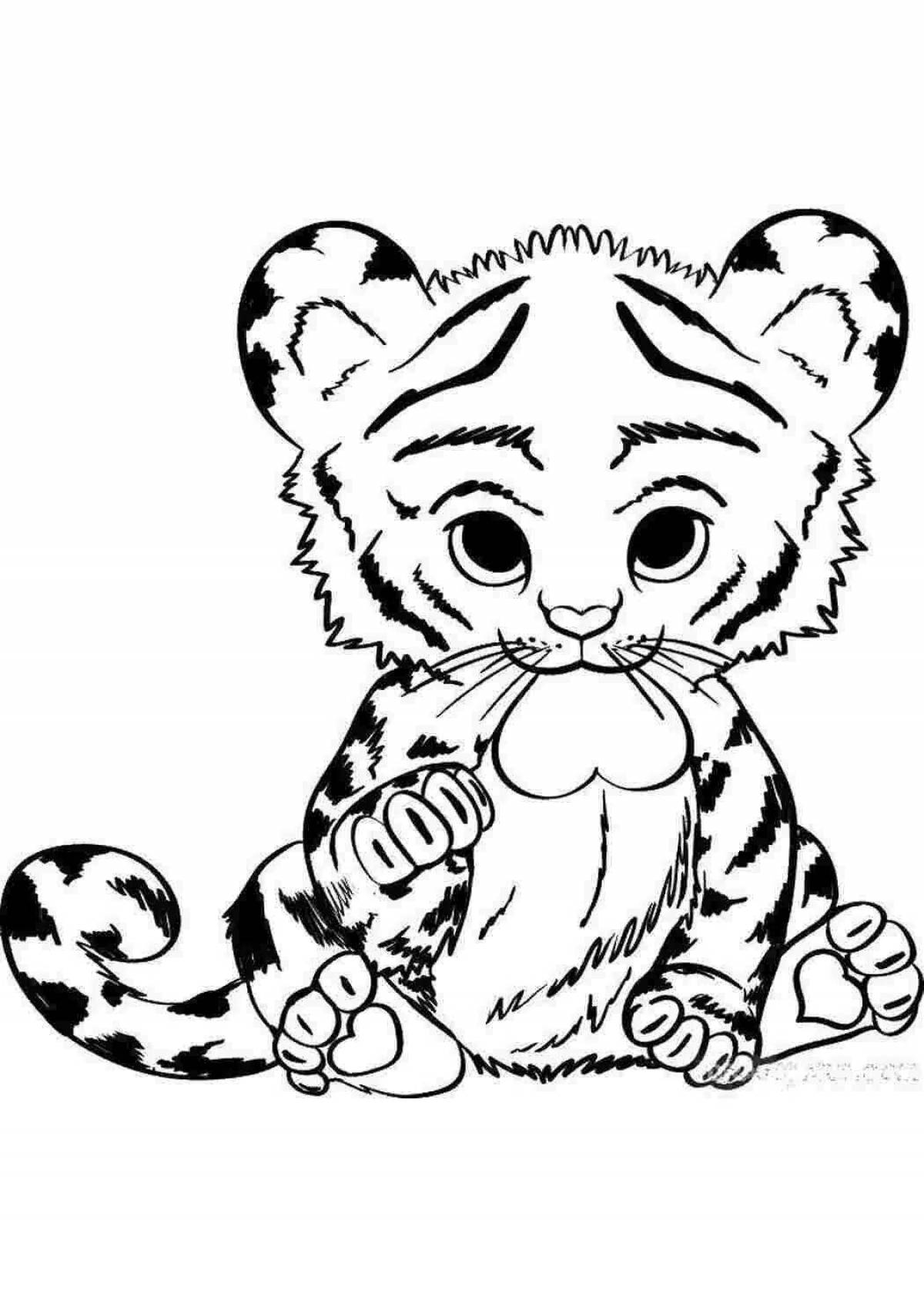 Fancy tiger cub coloring page