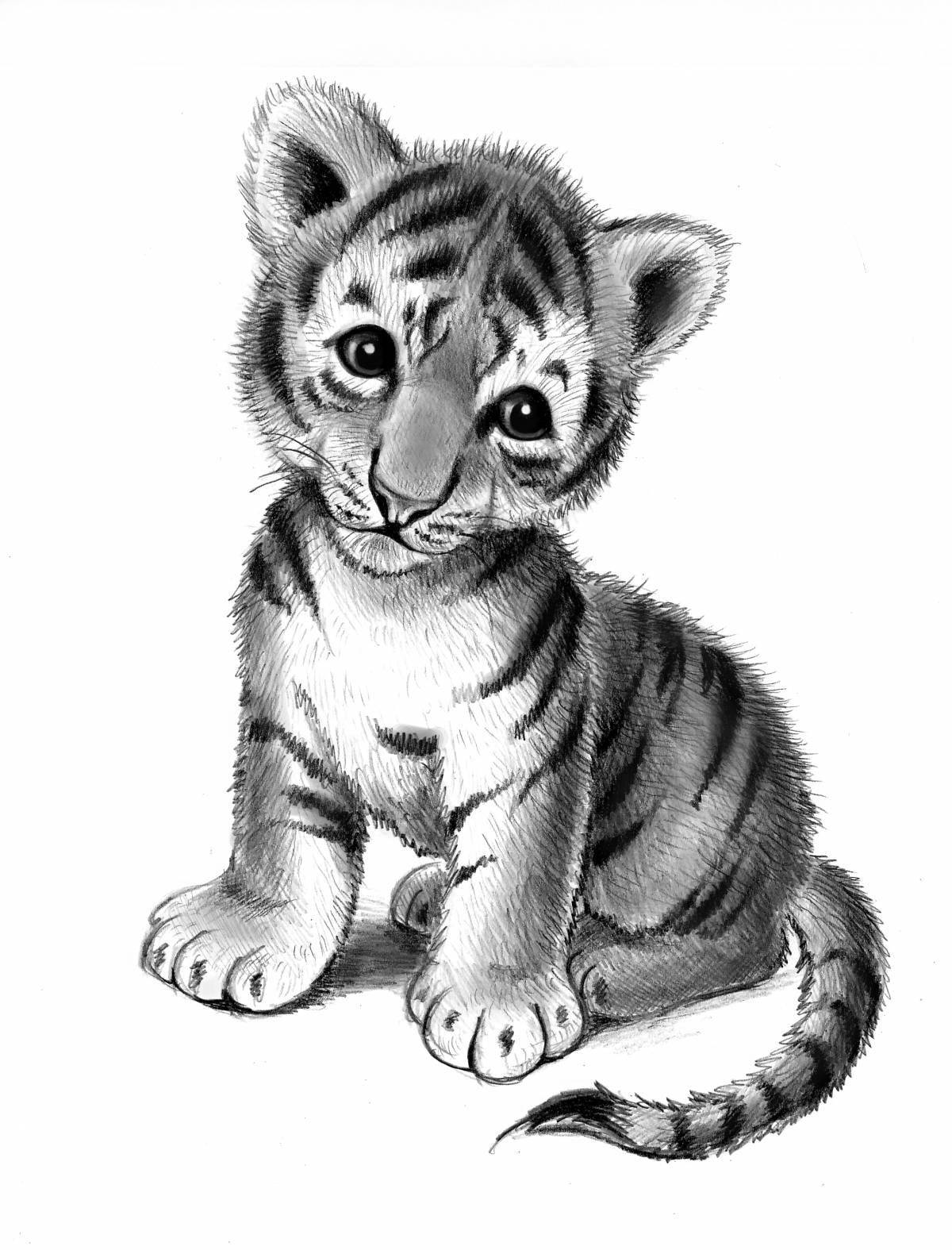 Восхитительная страница раскраски тигренка