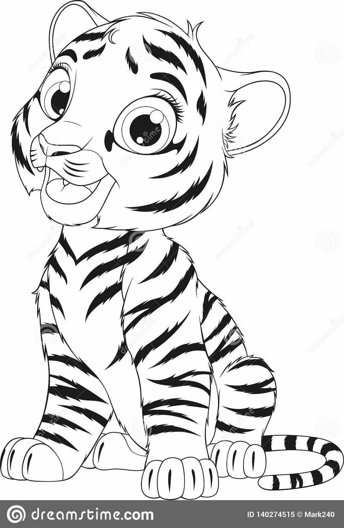 Colorful tiger cub coloring page