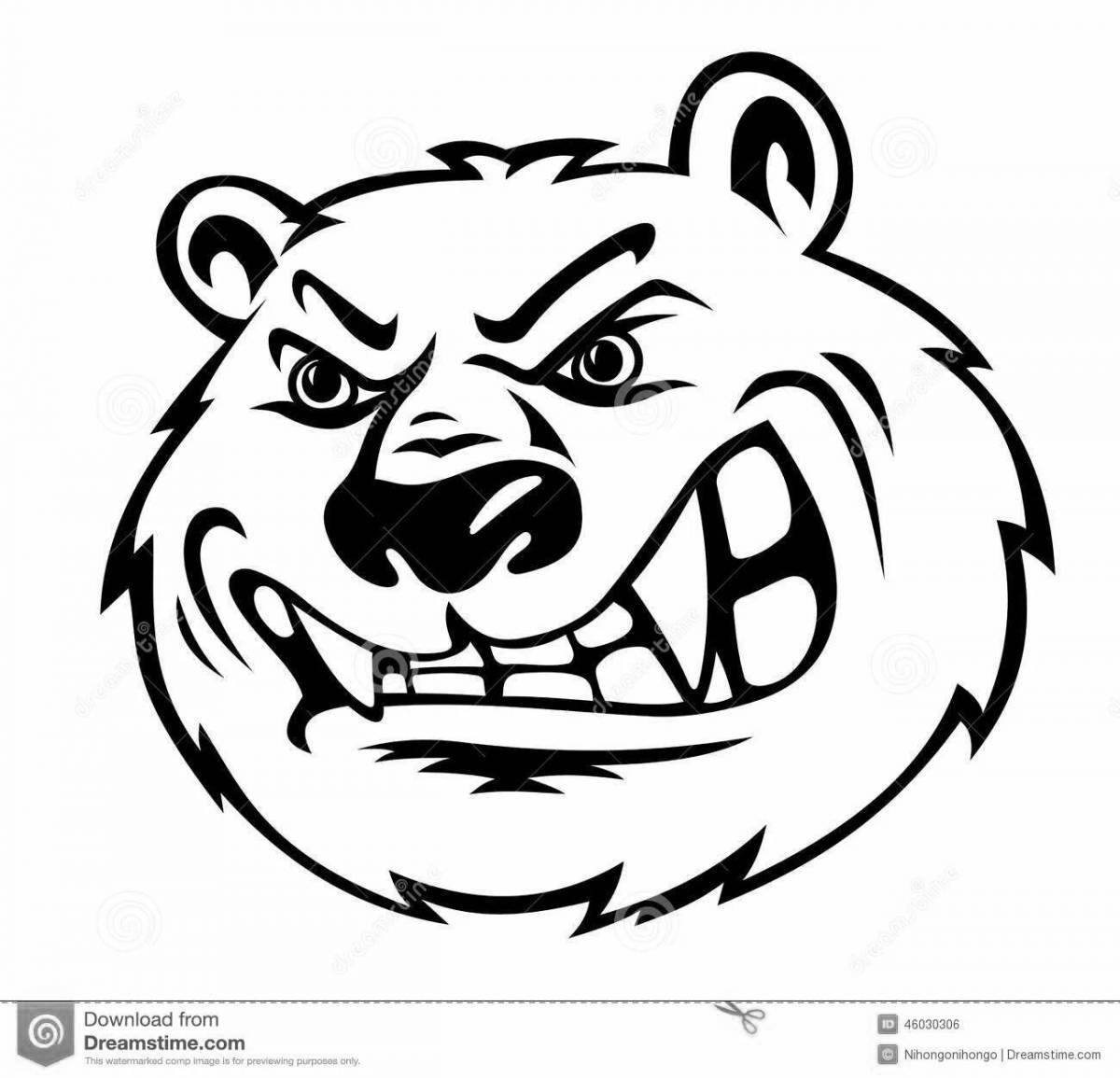 Glowing angry bear coloring page
