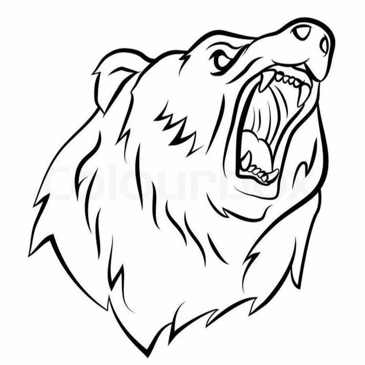 Раскраска бешеный злой медведь