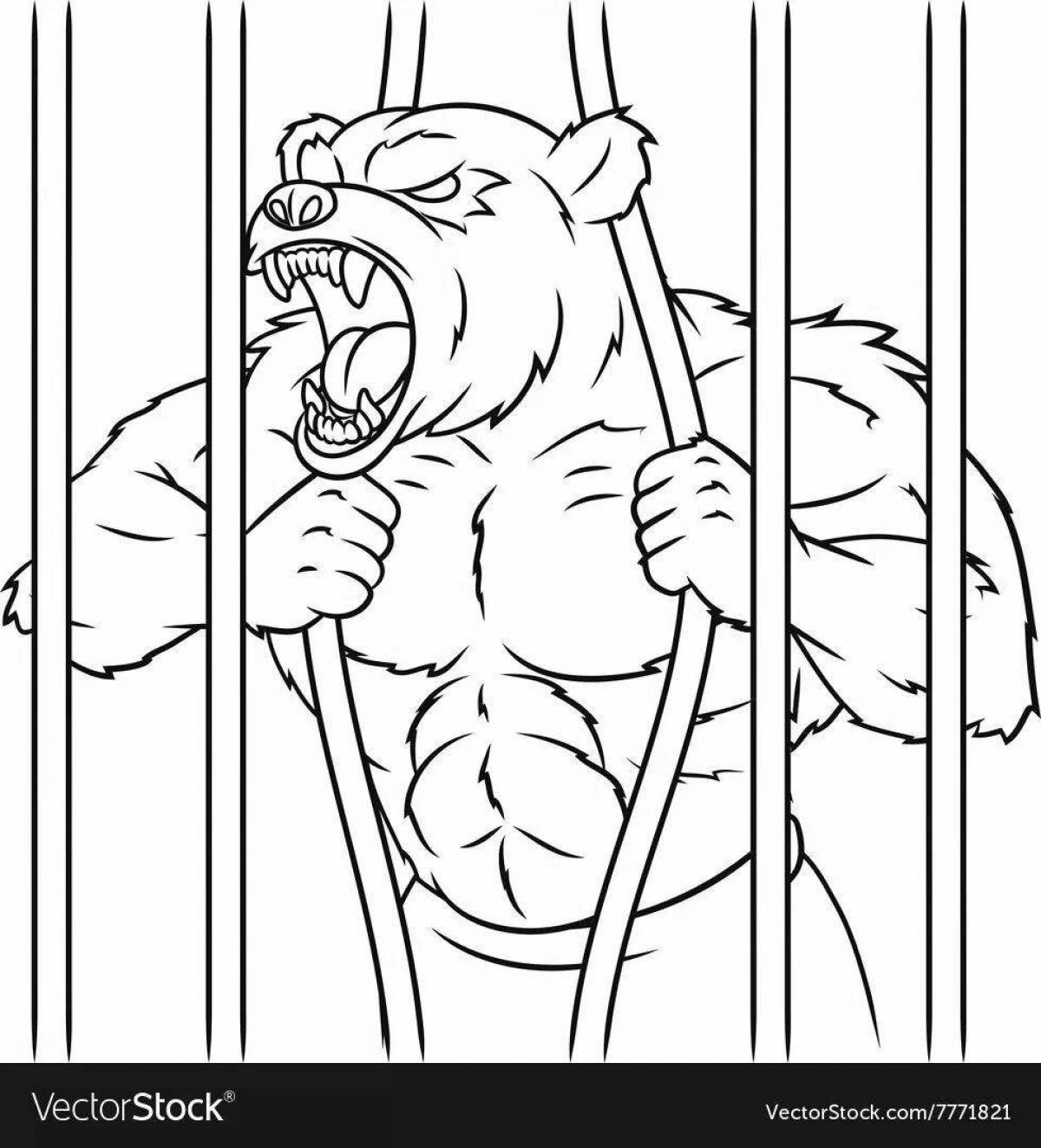 Furiously angry bear coloring page