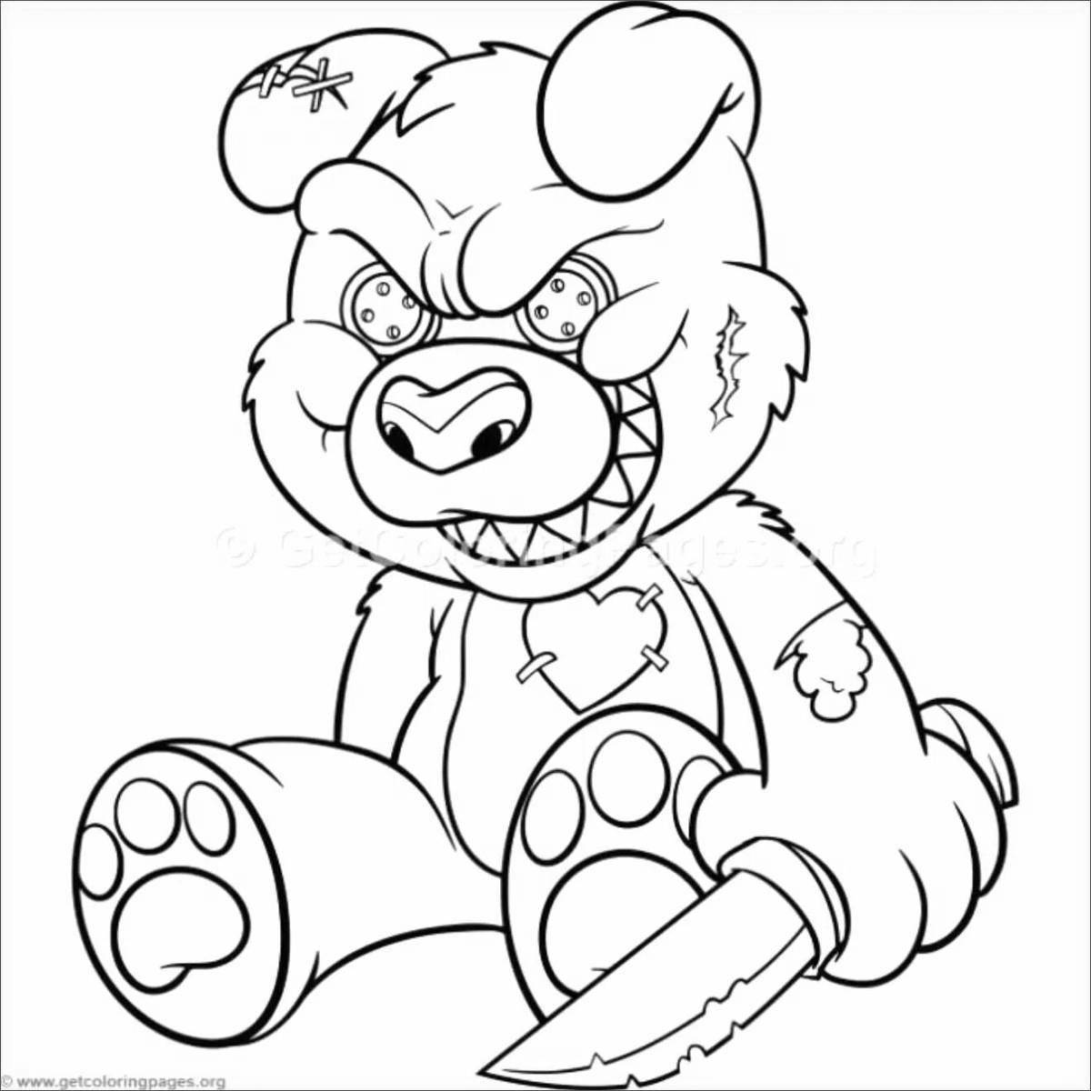 Angry bear flaming coloring page