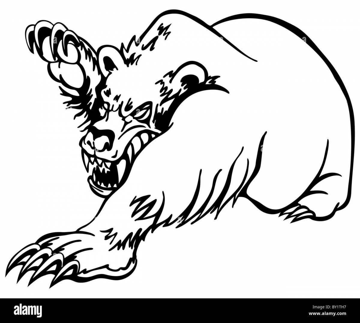 Rampant angry bear coloring page