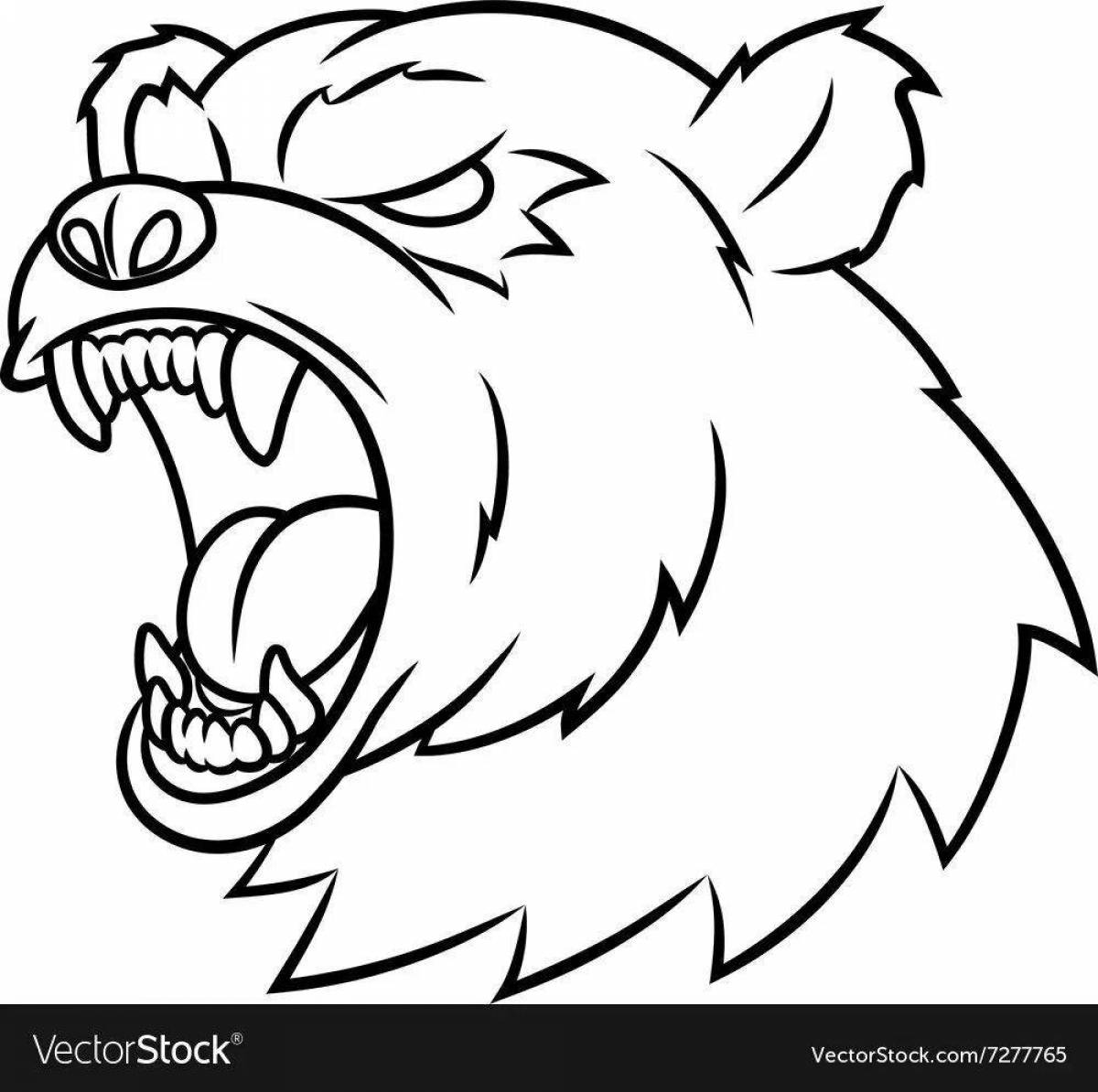 Angry bear animated coloring page