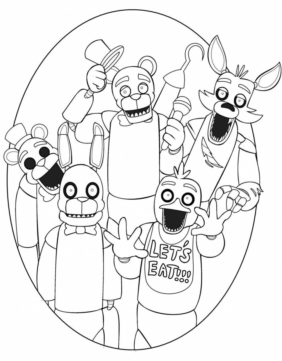 Colorful freddy robot coloring page