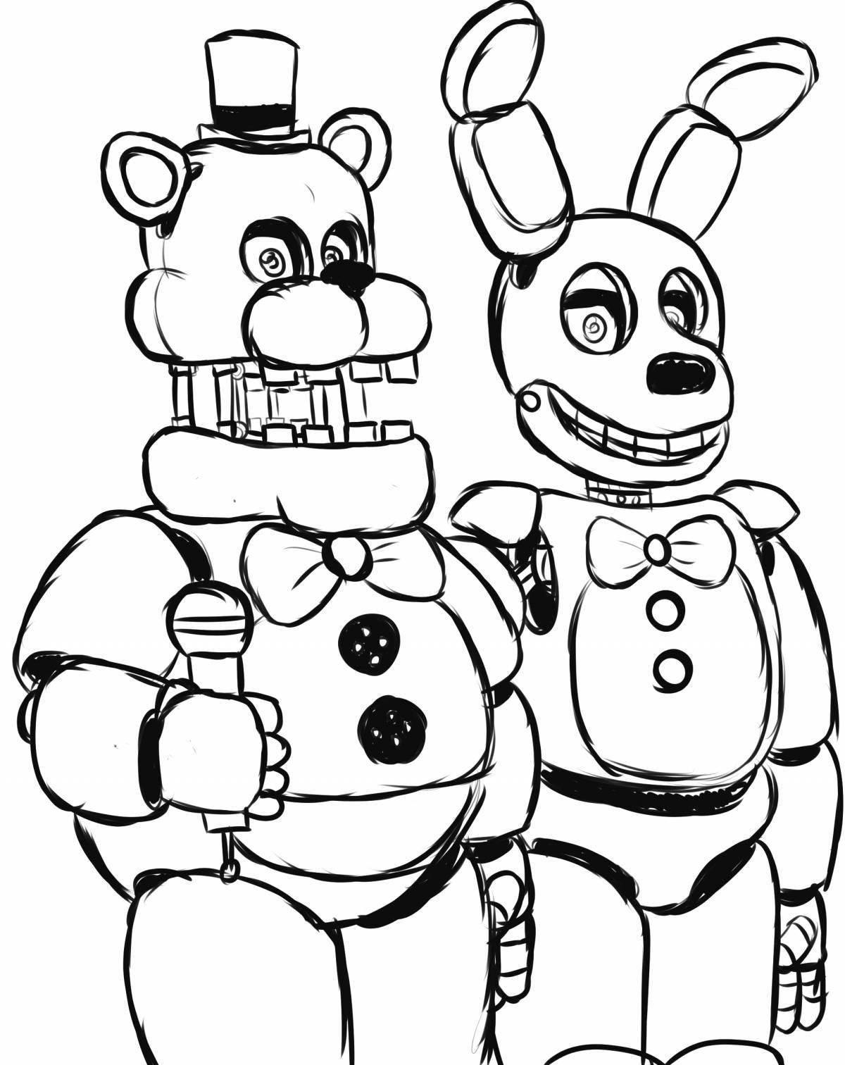 Coloring page adorable robot freddy