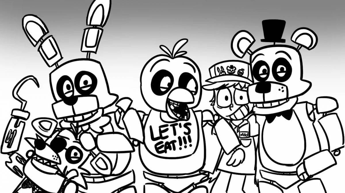 Funny freddy robot coloring page