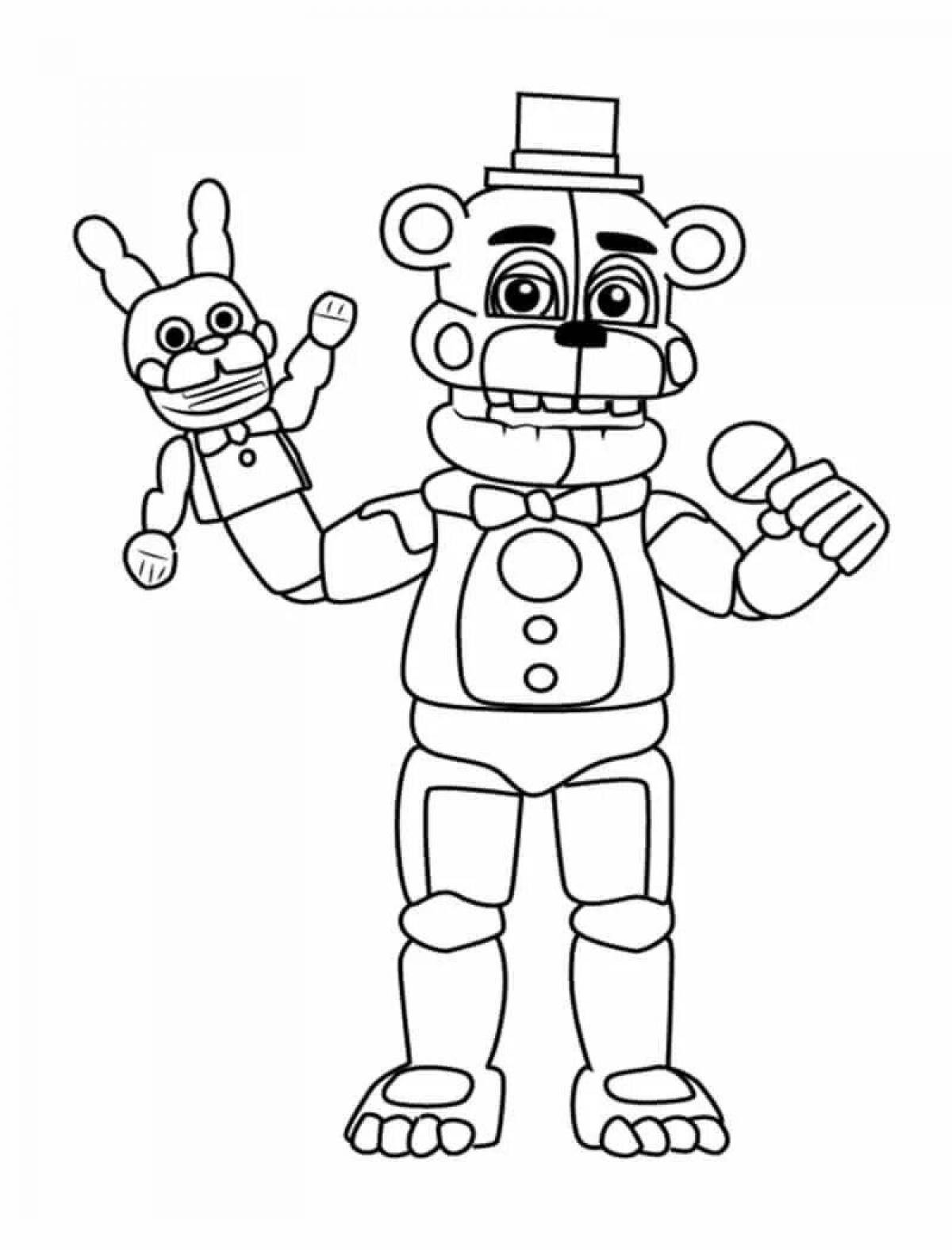 Attractive freddy robot coloring page