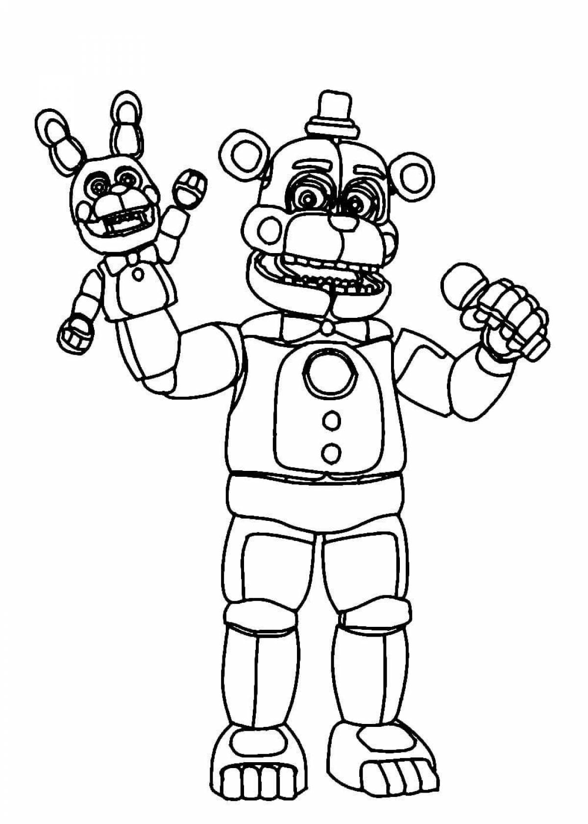 Mesmerizing freddy robot coloring page