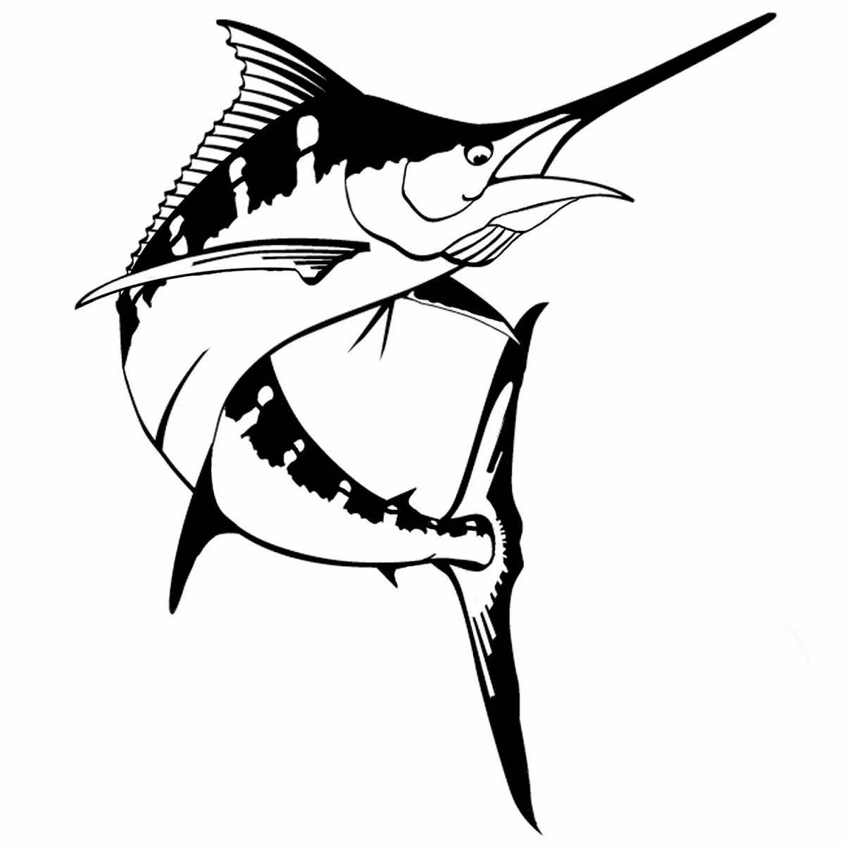 Coloring book gorgeous marlin fish