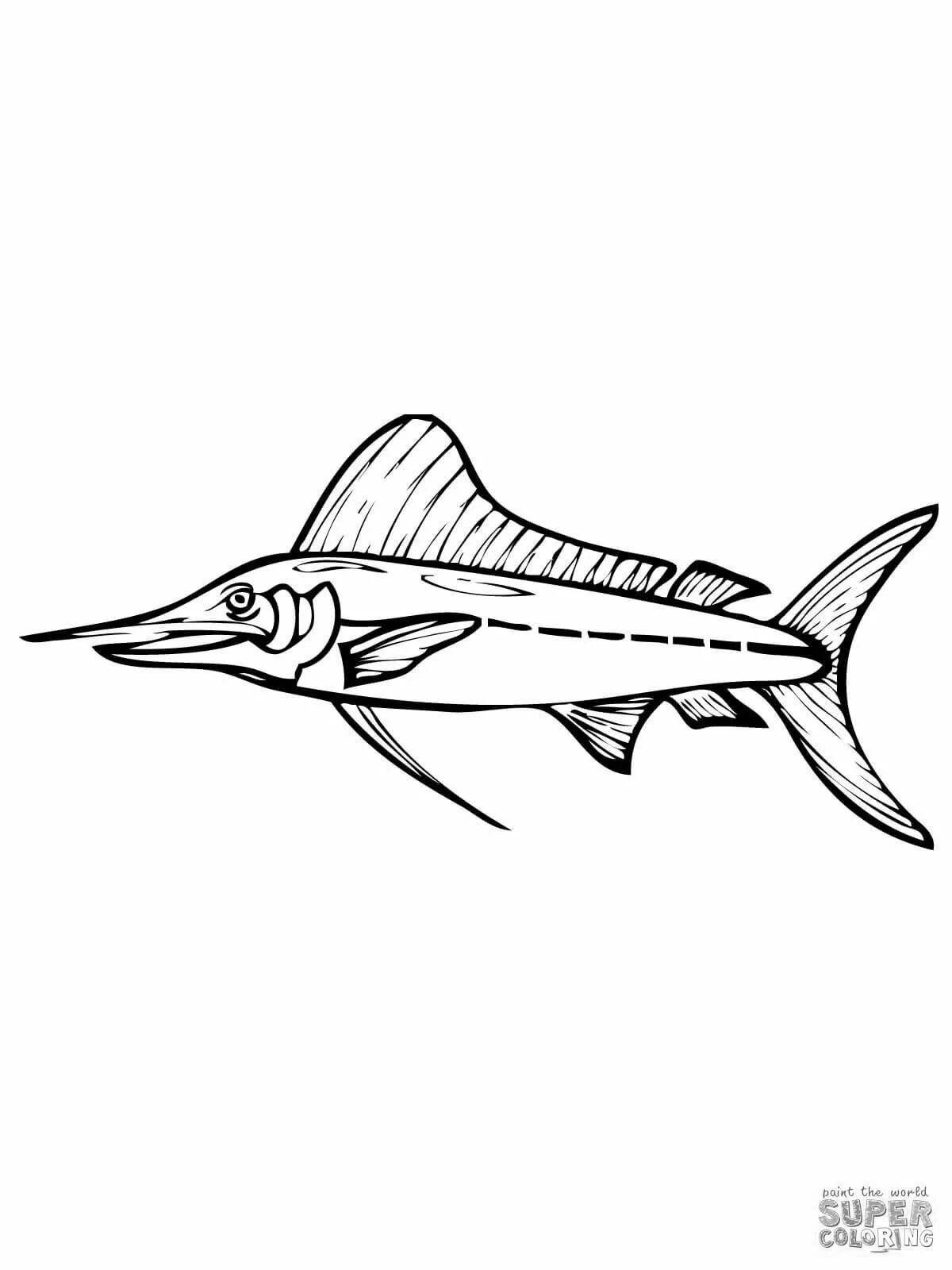 Glitter marlin fish coloring page