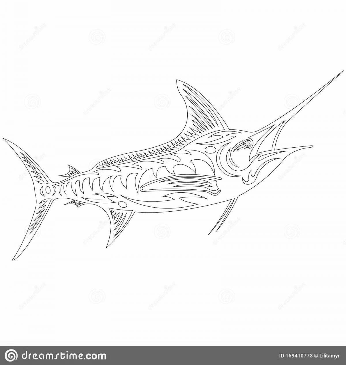 Adorable marlin fish coloring page