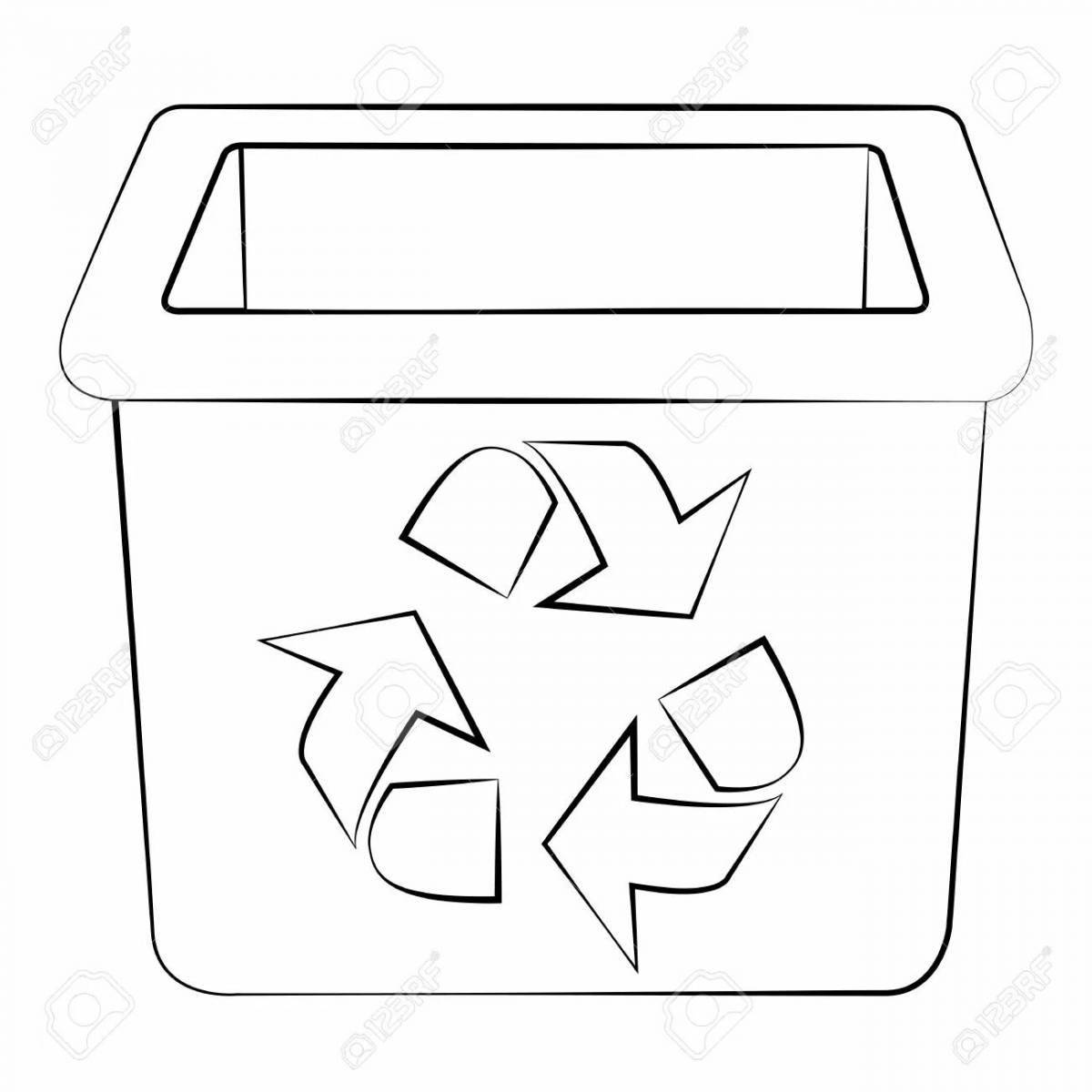 Happy trash can coloring page