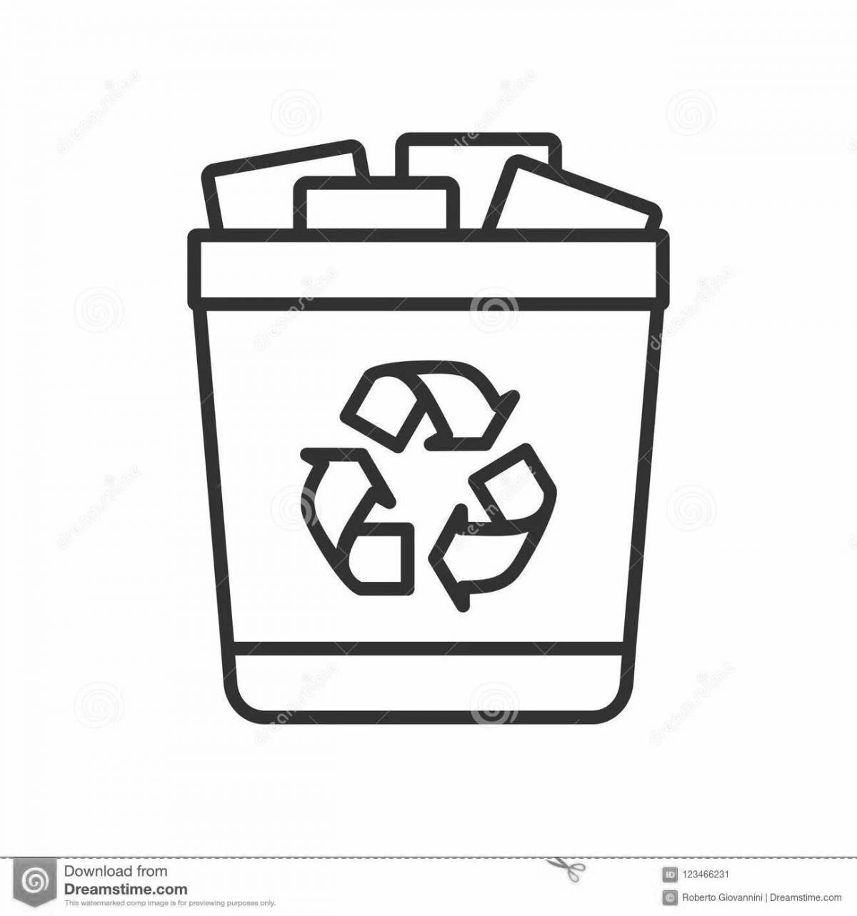 Playful trash can coloring page
