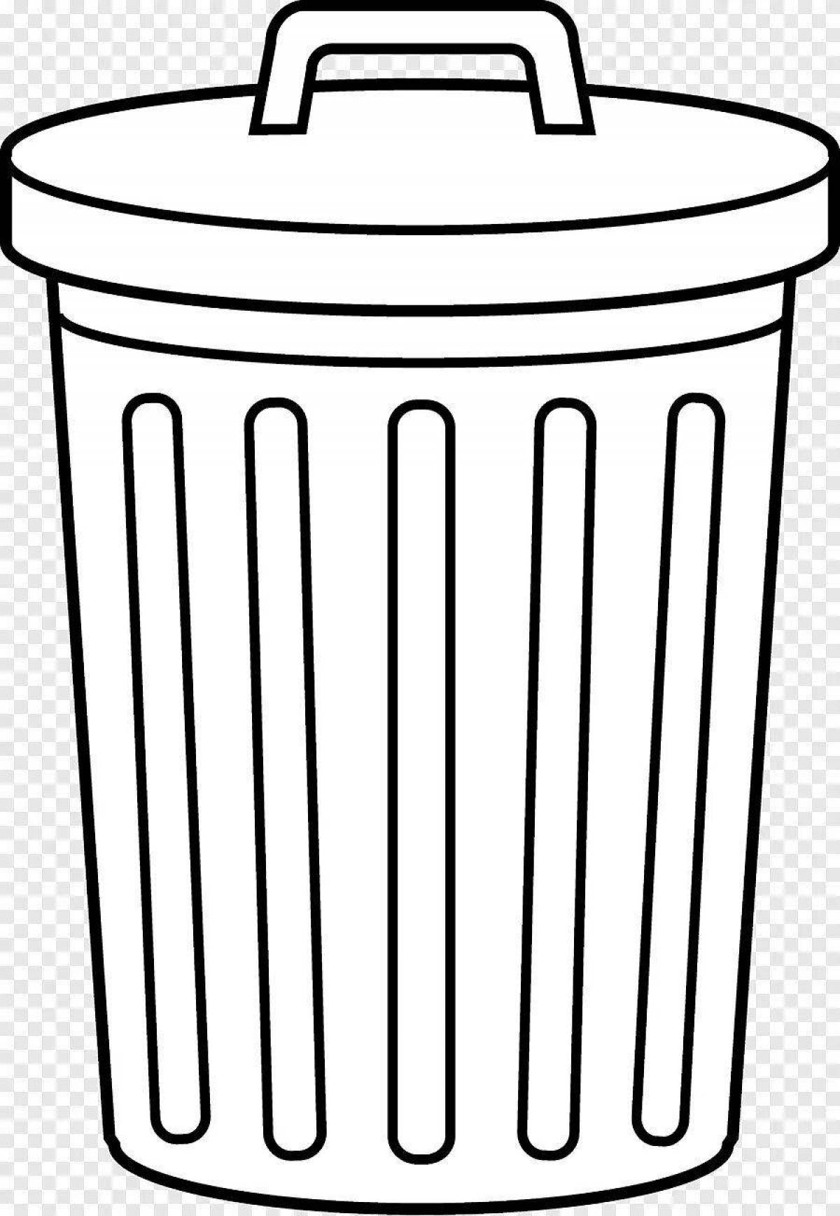 Glitter trash can coloring page