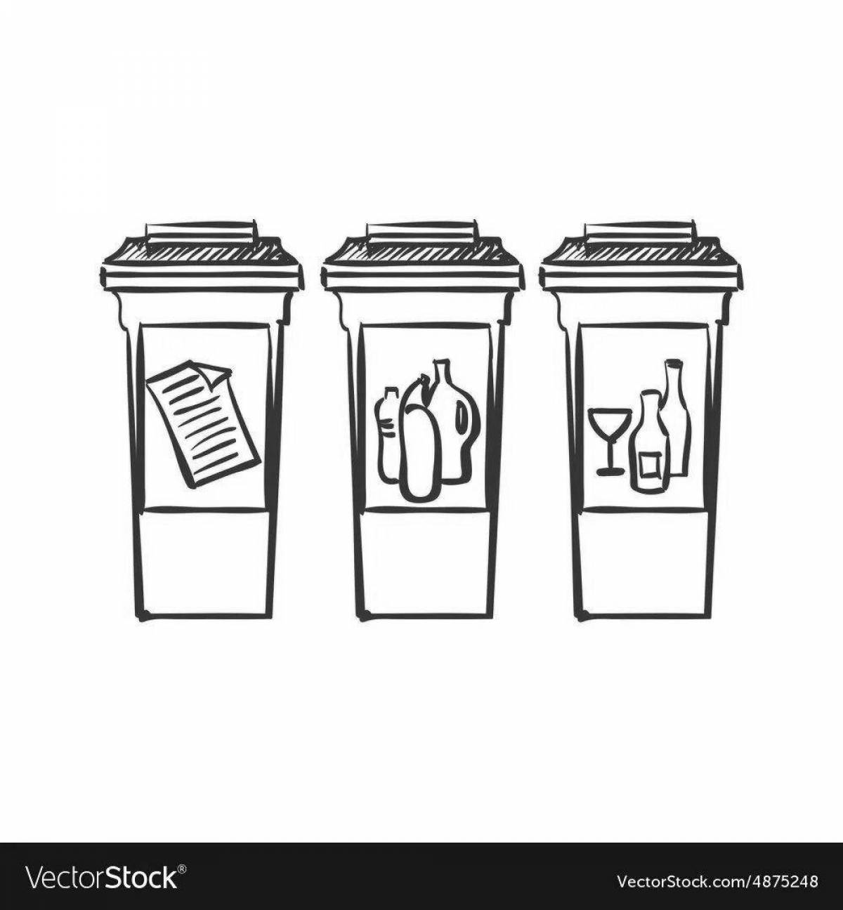 Glitter trash can coloring page