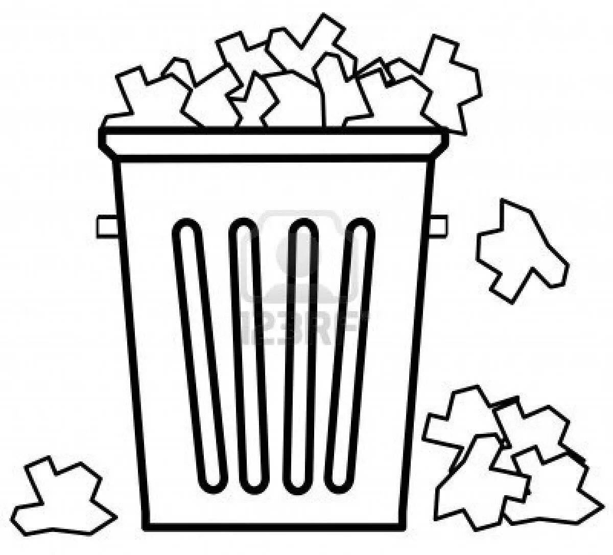 Trash can coloring page