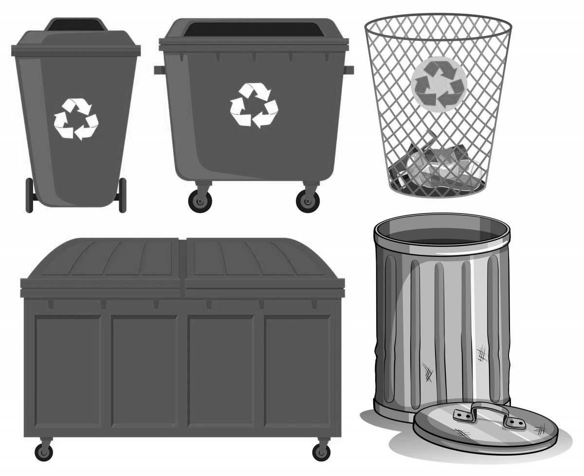 Attractive trash can coloring page