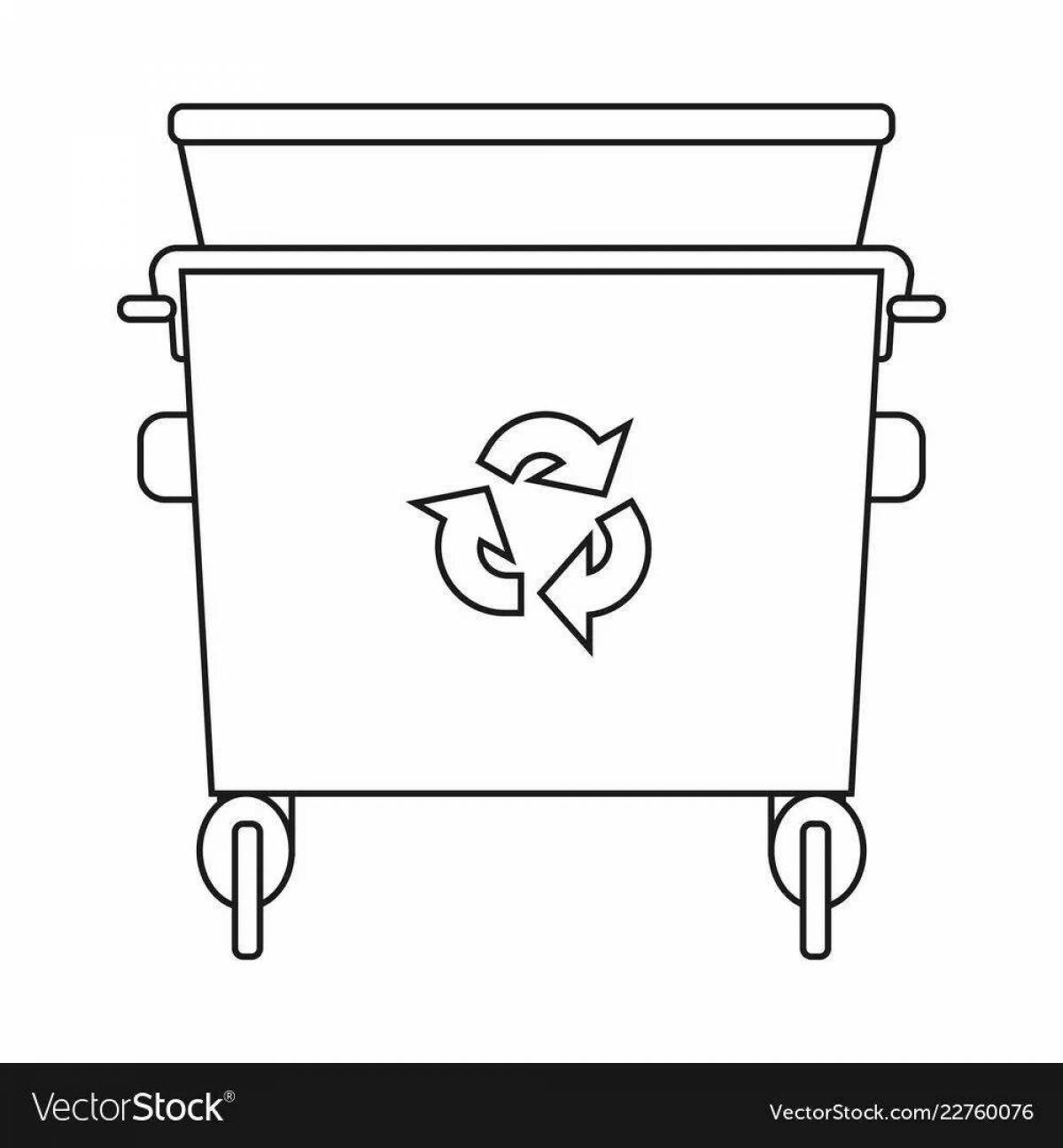 Adorable trash can coloring page