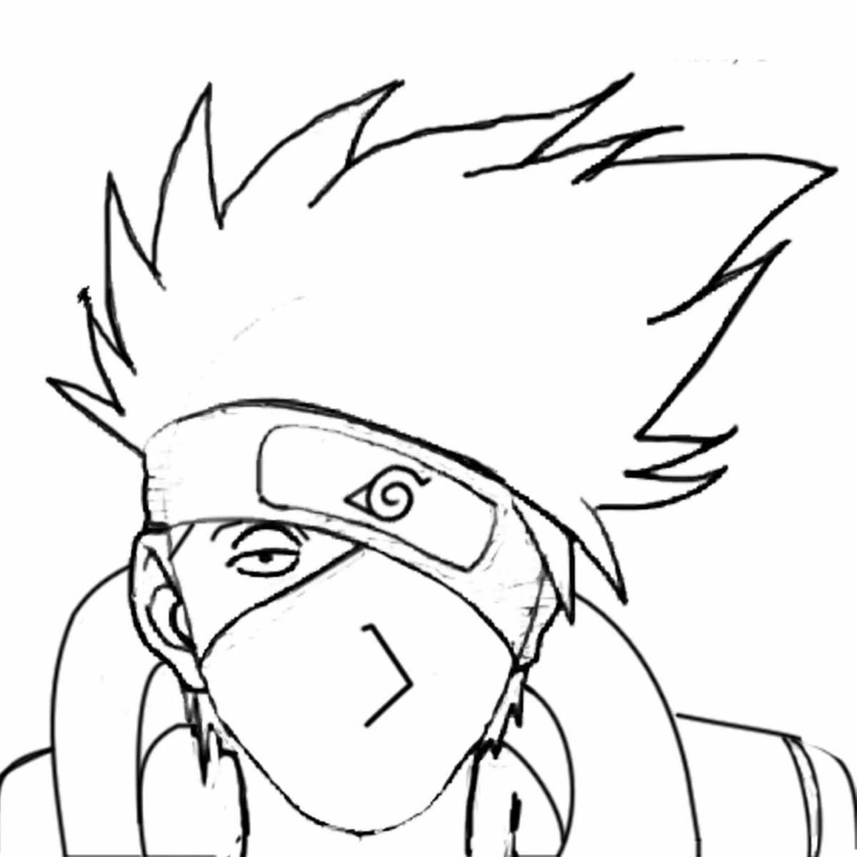 Playful naruto kakashi coloring page