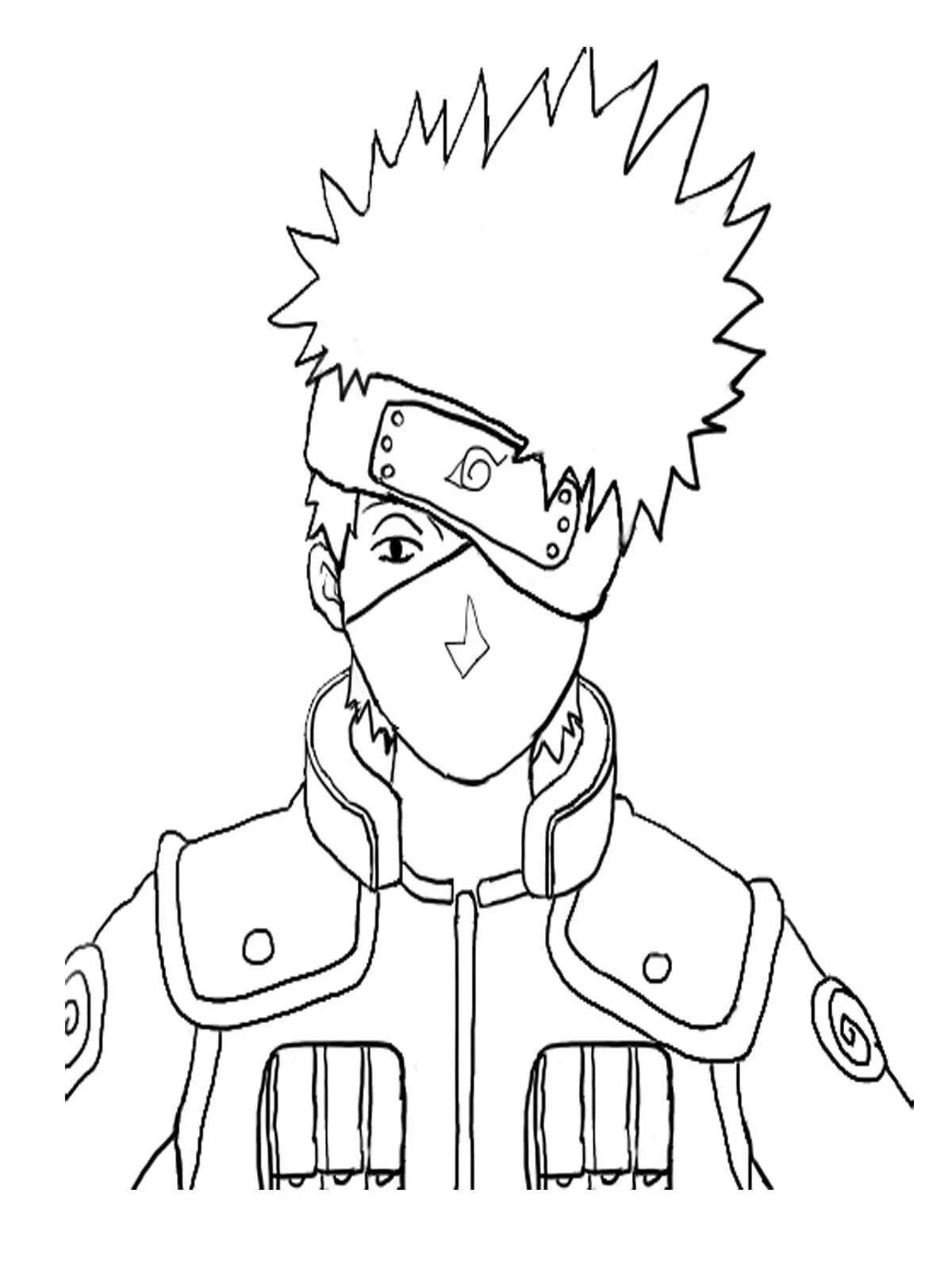 Coloring page charming naruto kakashi