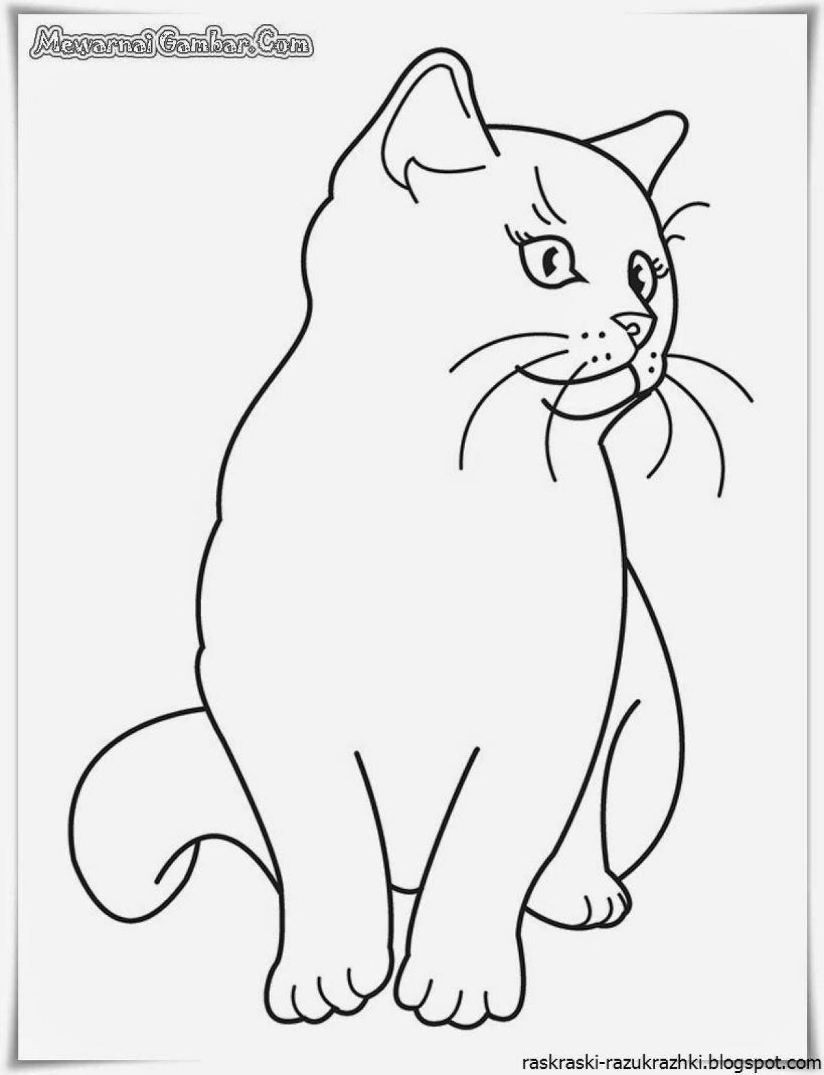 Coloring book mischievous british cat