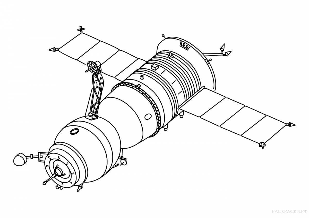 Colorful space station coloring page