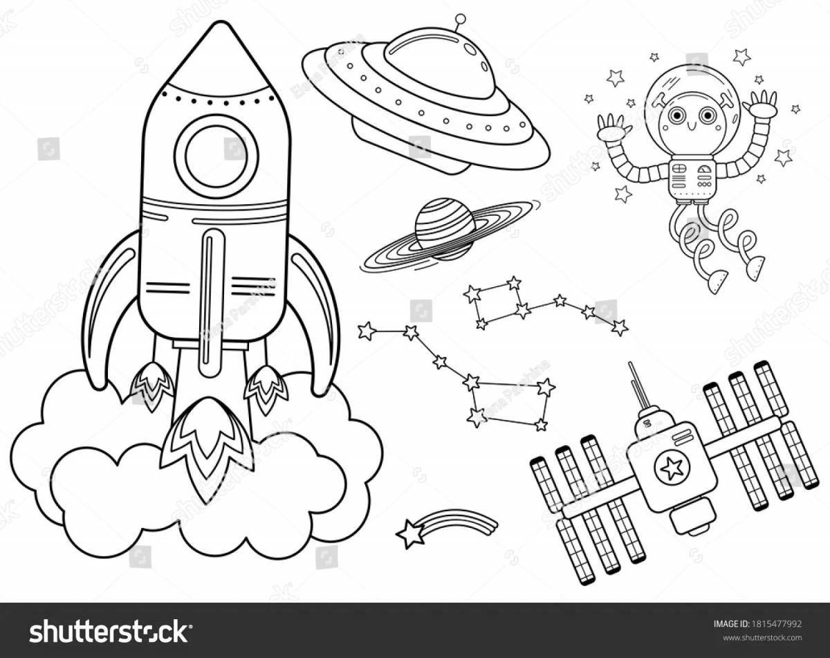 Sky space station coloring page