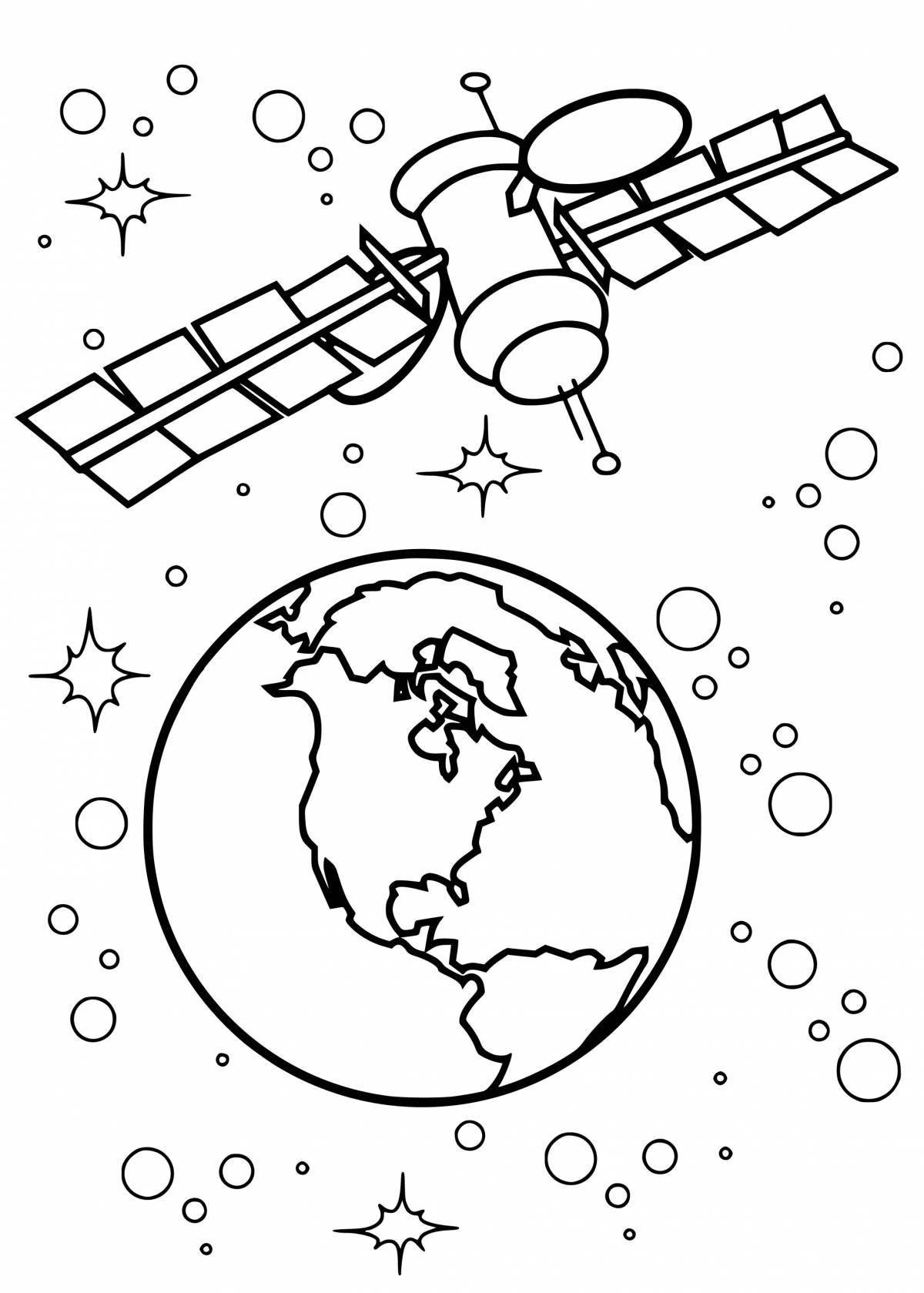 Majestic space station coloring page