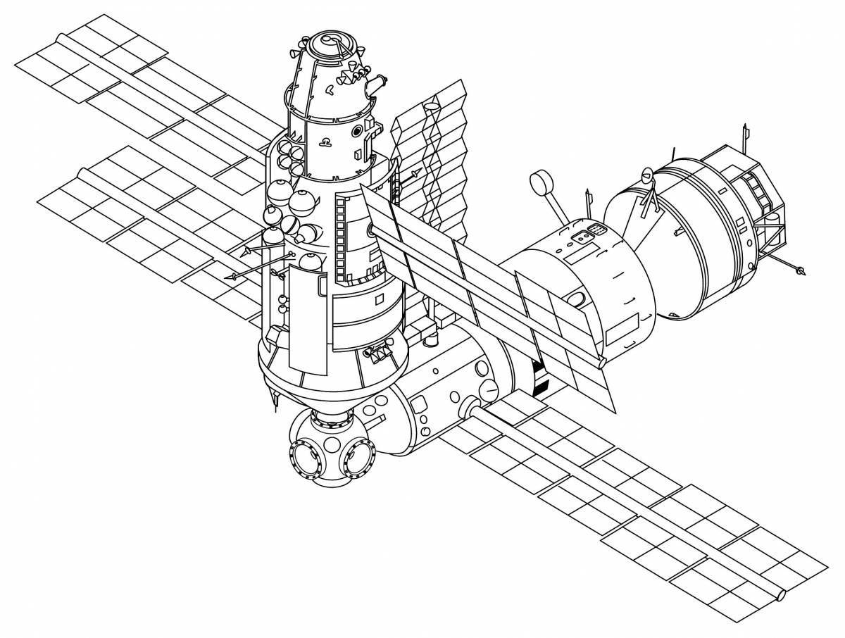 Coloring book shiny space station